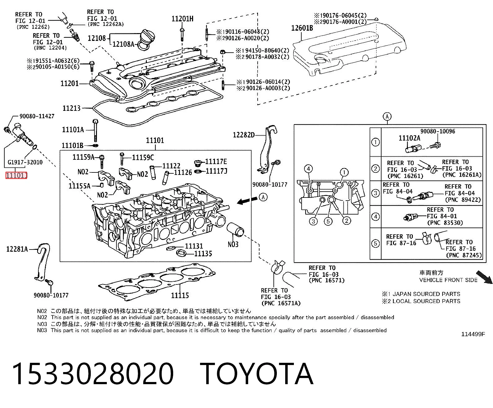 1533028020 Toyota Válvula eletromagnética de posição (de fases) da árvore distribuidora