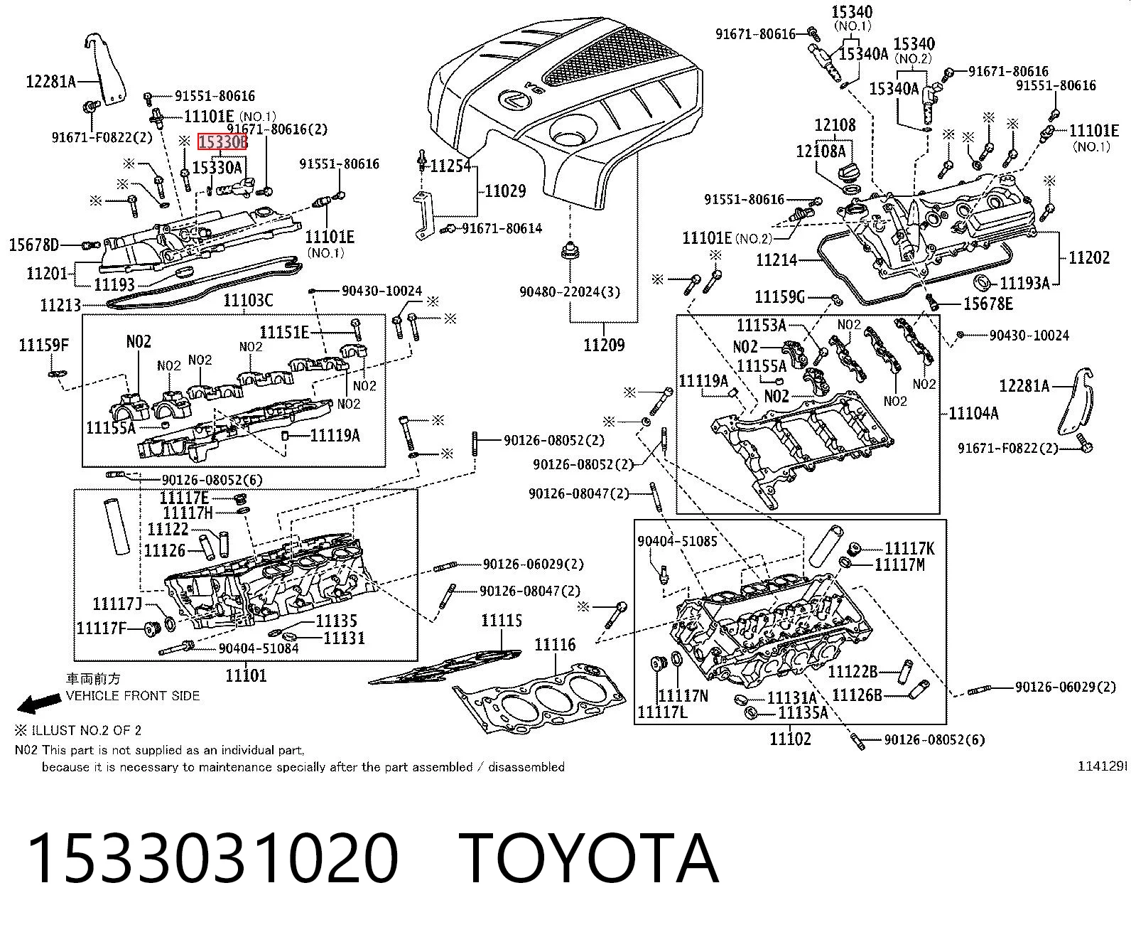 1533031020 Toyota Válvula eletromagnética esquerda de posição (de fases) da árvore distribuidora