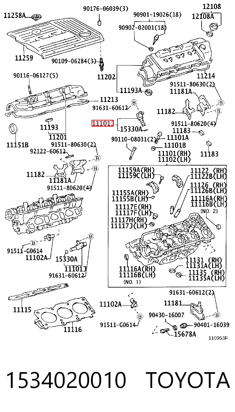 1534020010 Toyota Válvula eletromagnética esquerda de posição (de fases) da árvore distribuidora