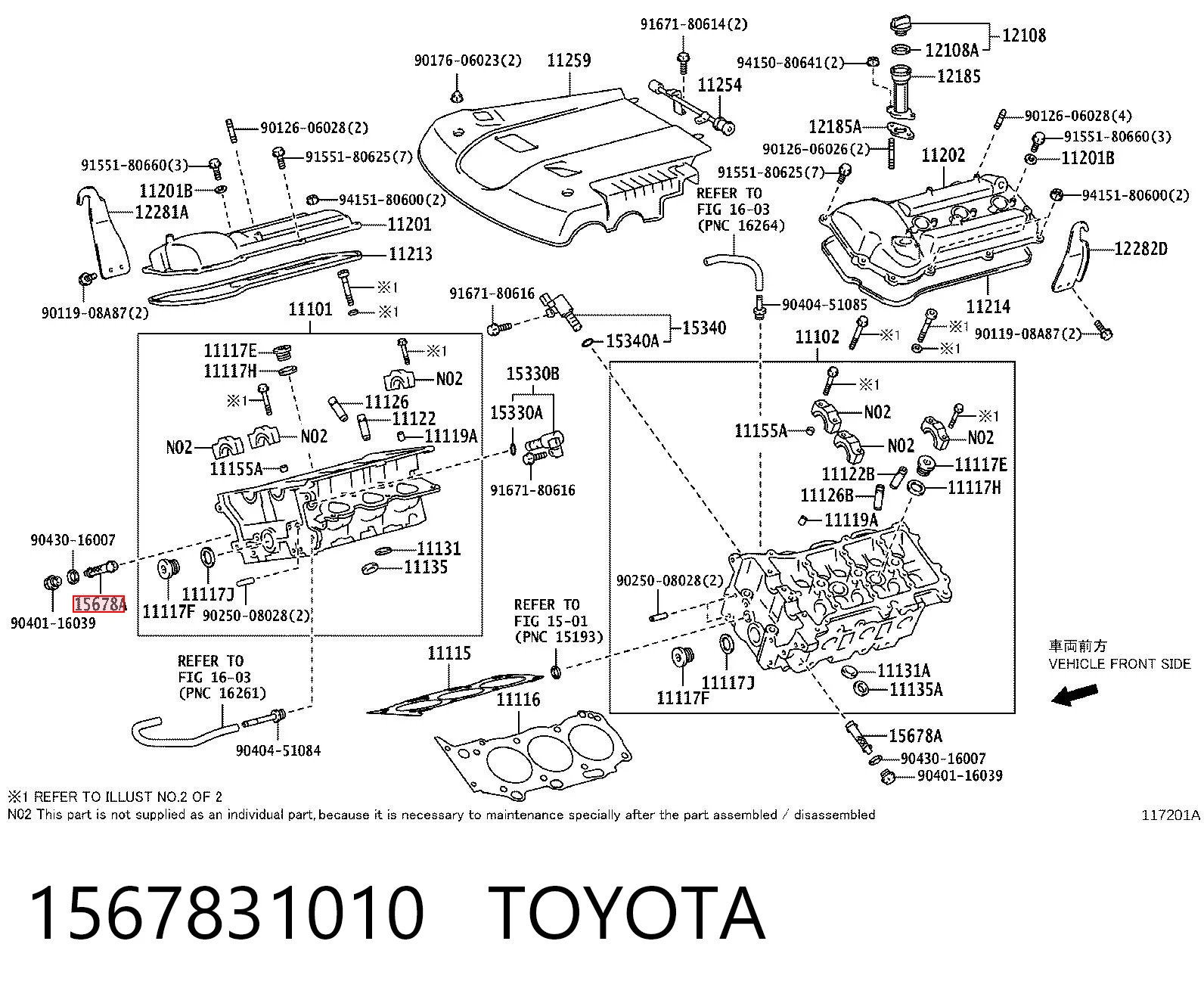 1567831010 Toyota Filtro de regulador das fases de distribuição de gás