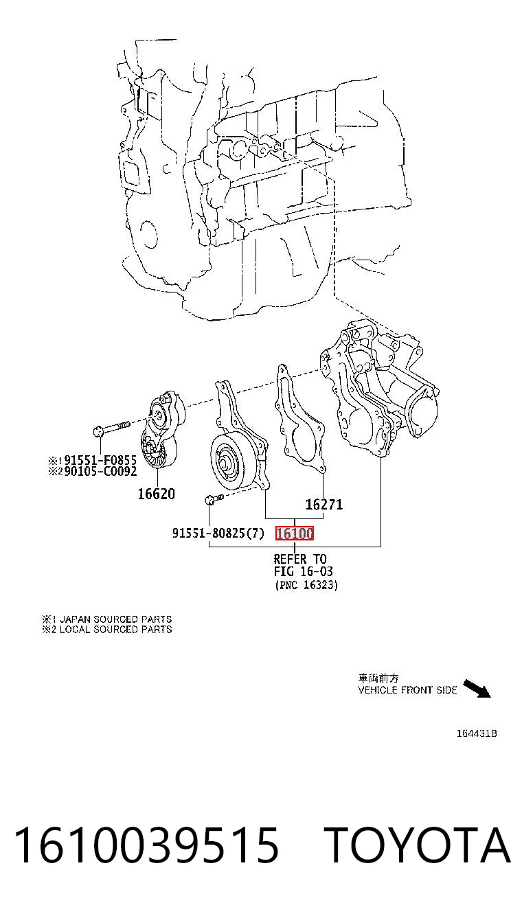 1610039515 Toyota Bomba de água (bomba) de esfriamento