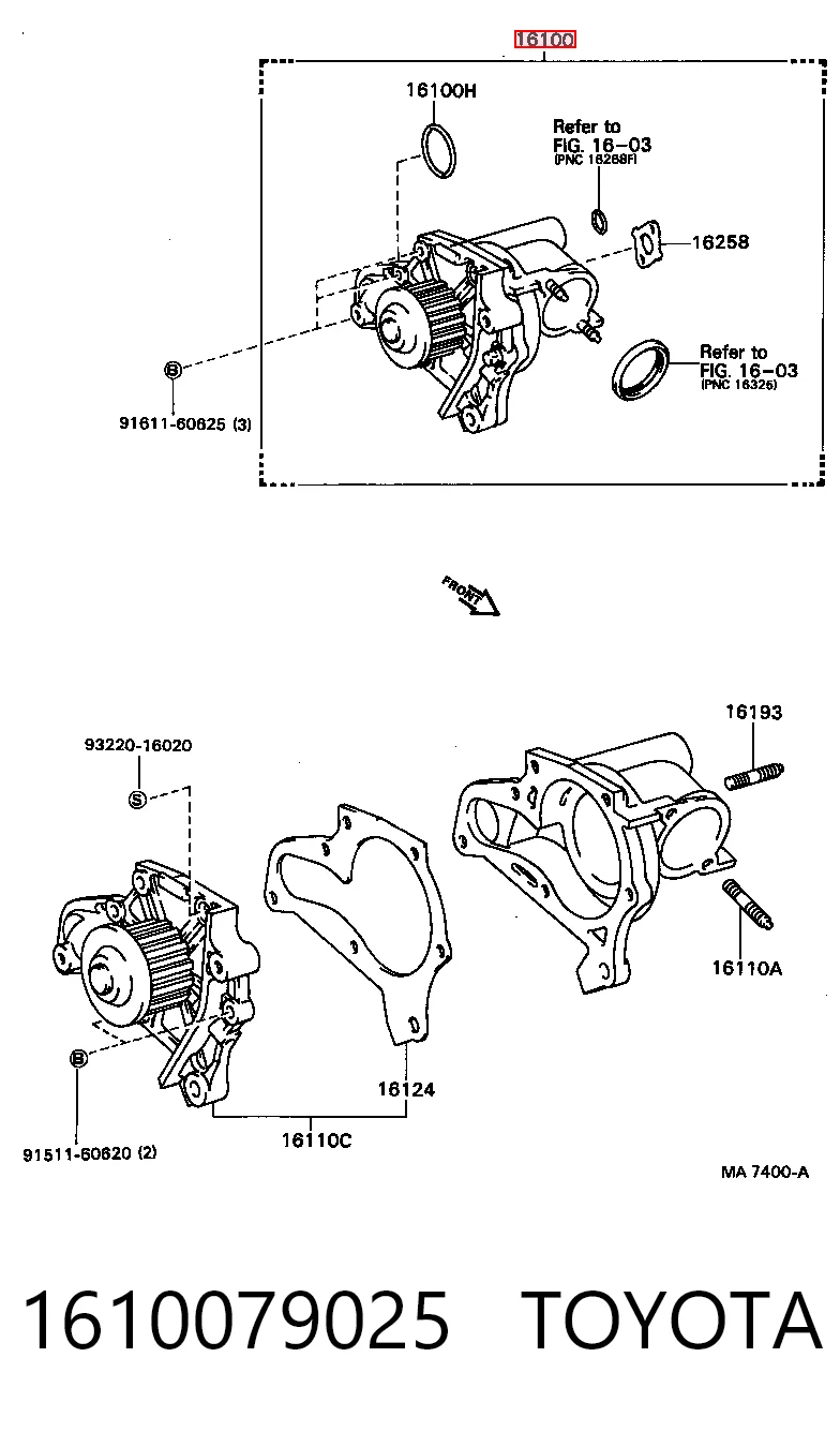  Bomba de água (bomba) de esfriamento Toyota Celica hatchback (T16) (1985 - 1989) 