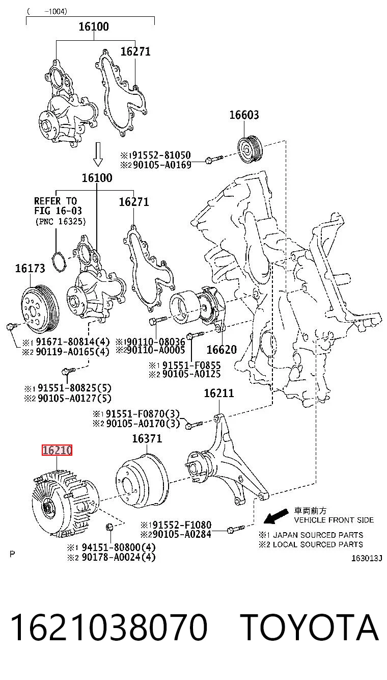 1621038070 Toyota Acoplamento viscoso de ventilador de esfriamento