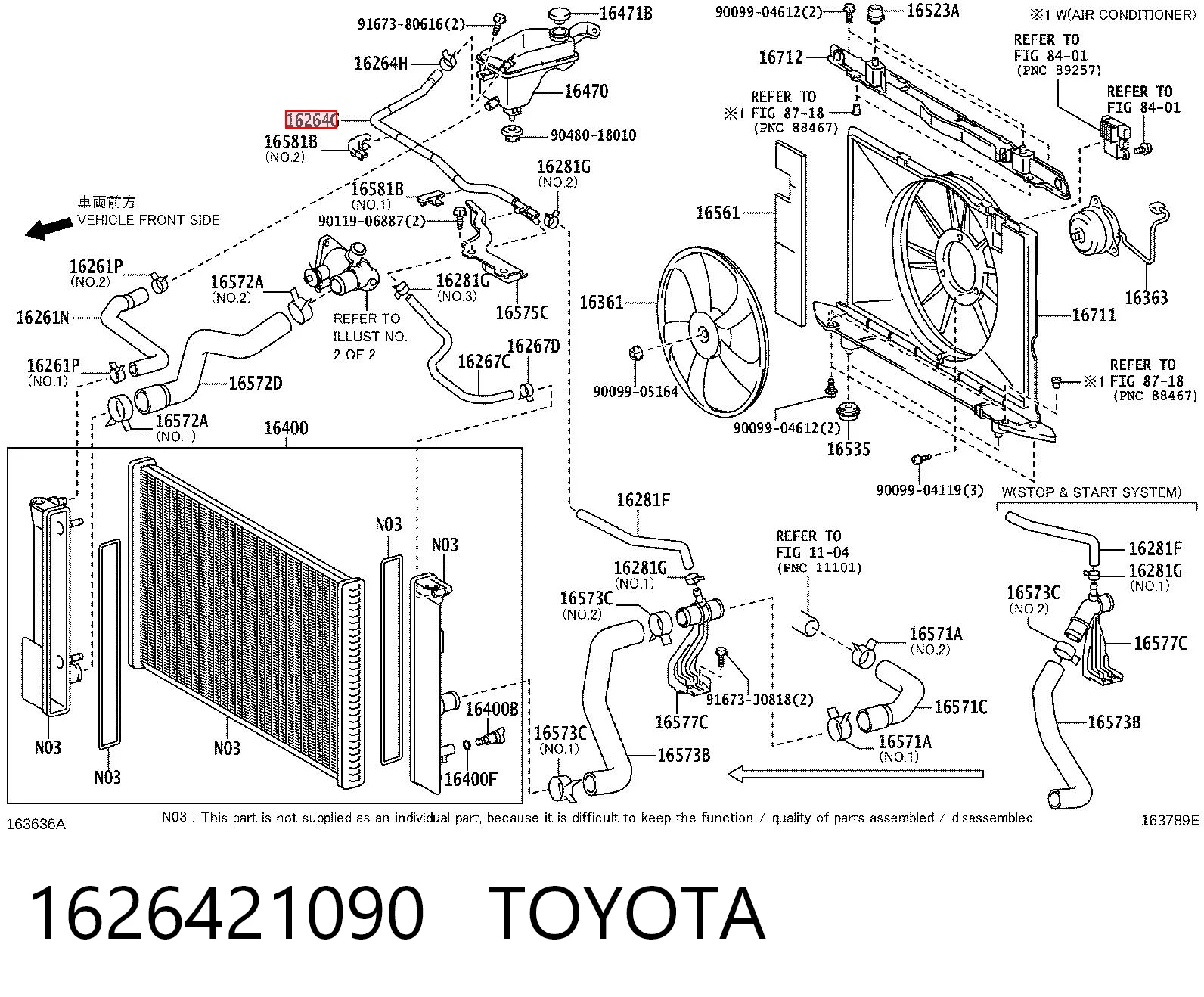 1626421090 Toyota Mangueira superior do tanque de expansão