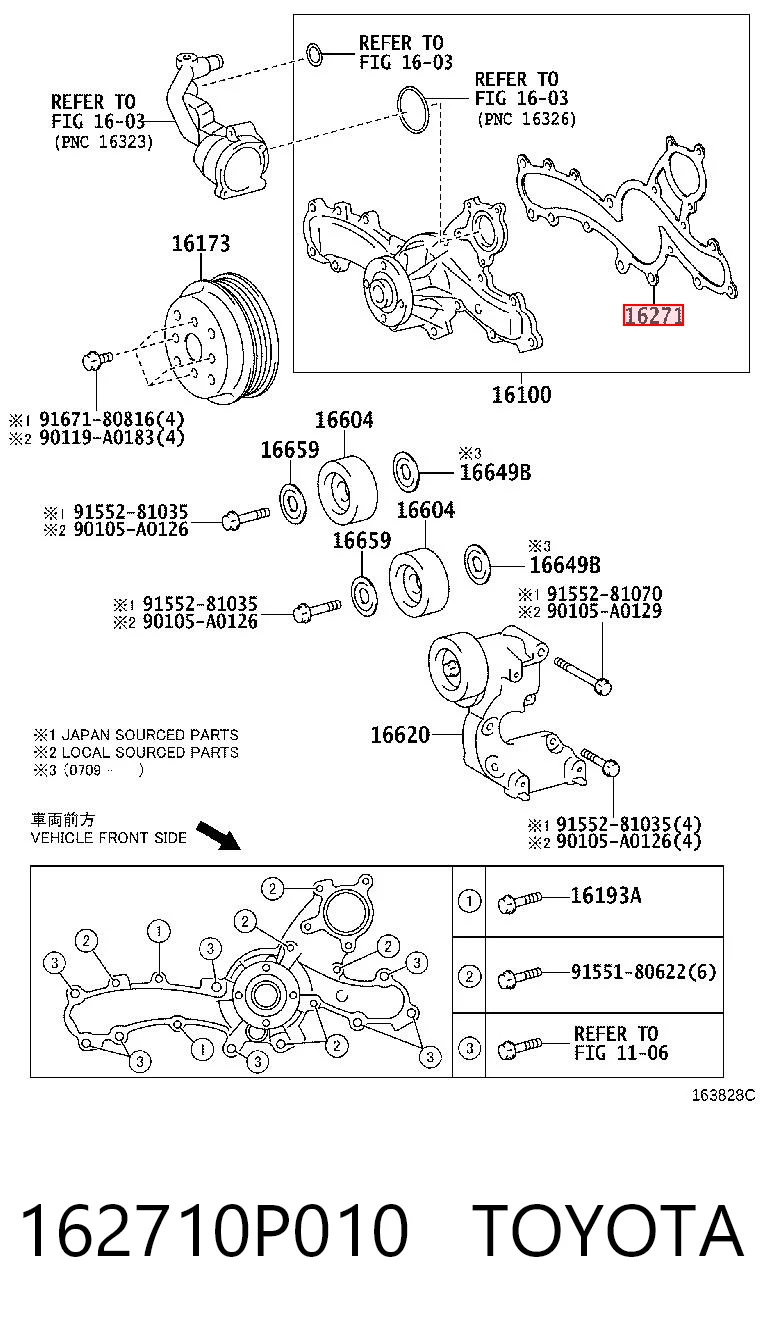 Vedante de bomba de água para Toyota Camry VI V40