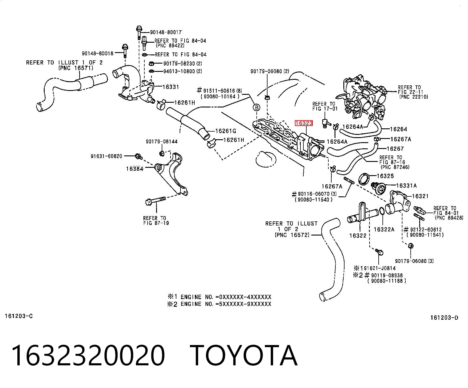 1632320020 Toyota Caixa do termostato