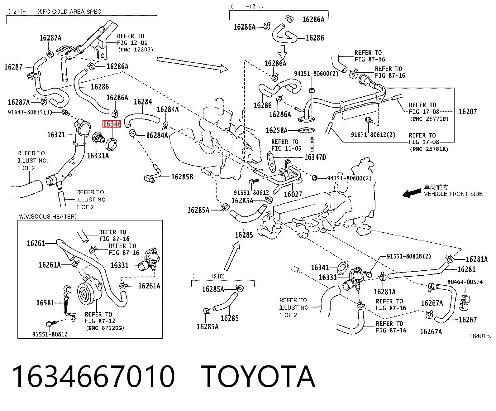 1634667010 Toyota Vedante de caixa do termostato