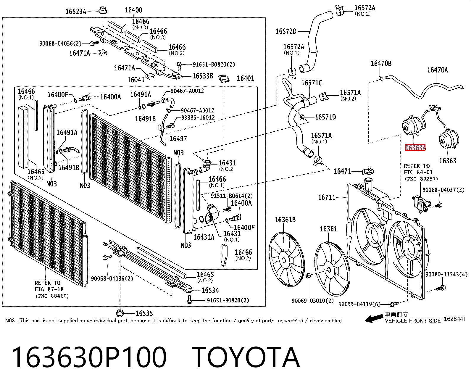 163630P100 Toyota Motor de ventilador de aparelho de ar condicionado