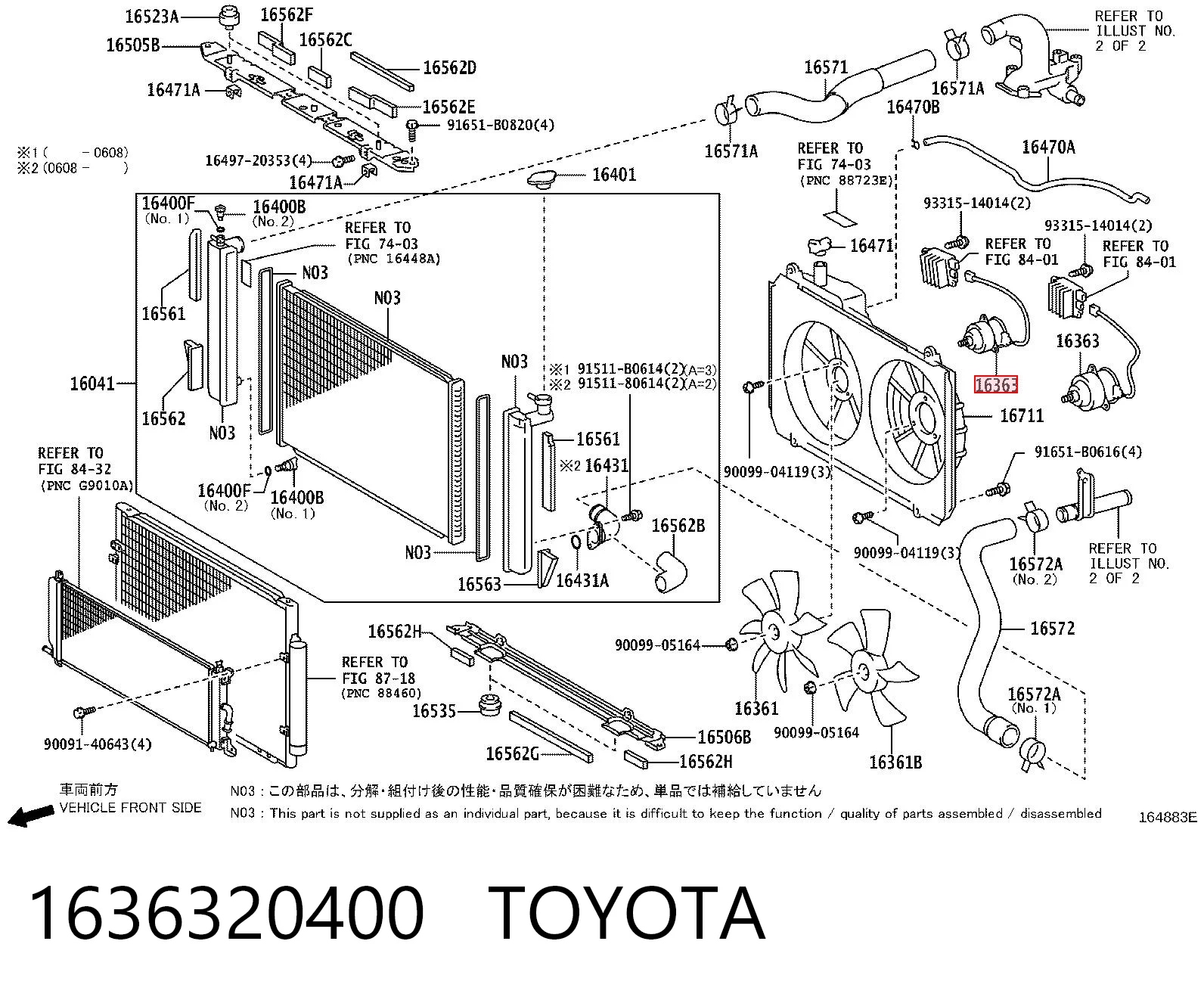 1636320400 Toyota Motor de ventilador do sistema de esfriamento