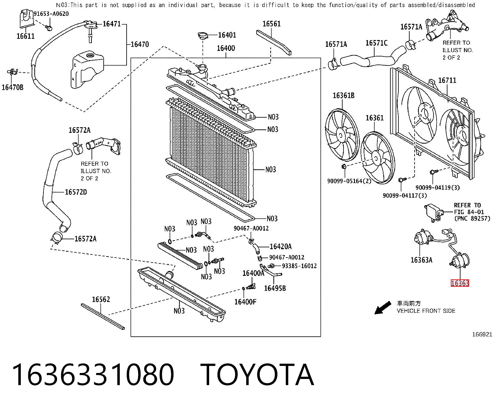 1636331080 Toyota Motor esquerdo de ventilador do sistema de esfriamento