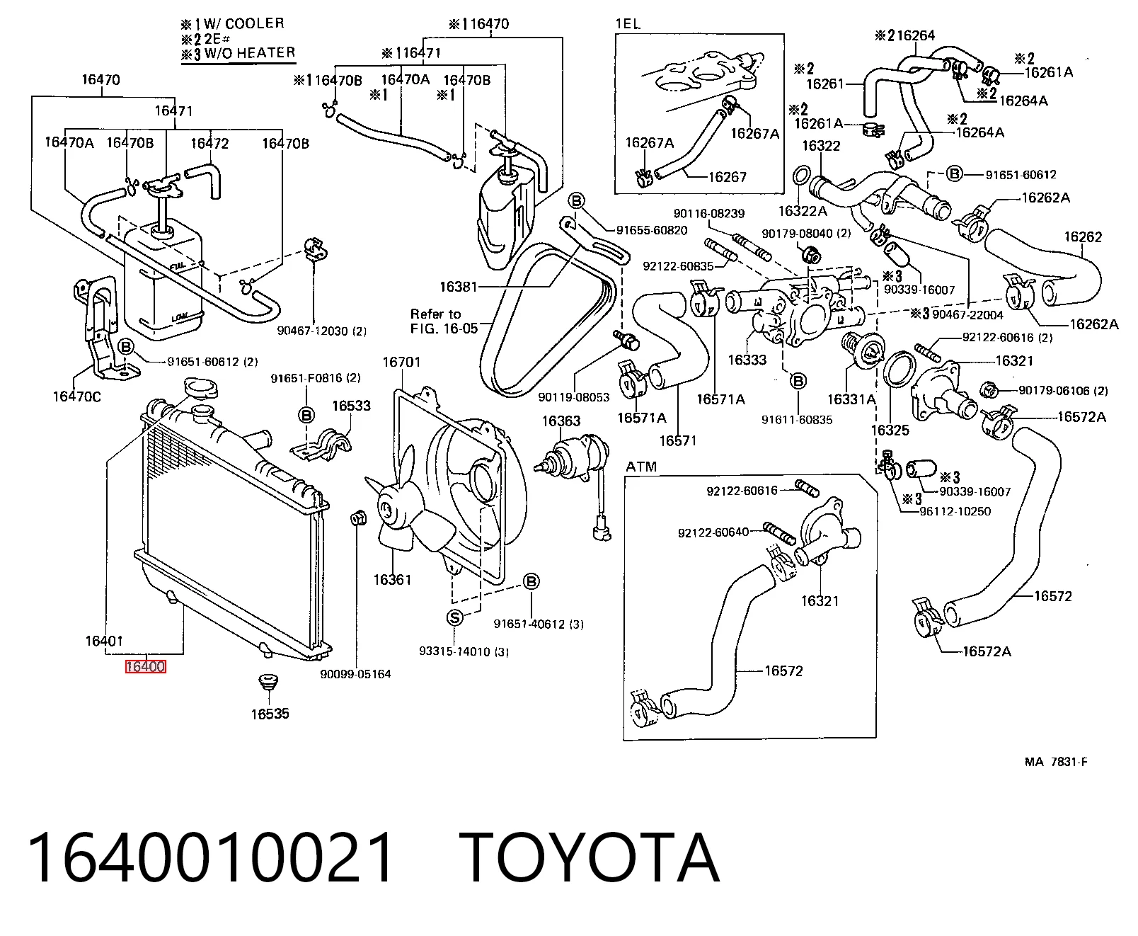 Radiador de esfriamento de motor Toyota Corolla  E8