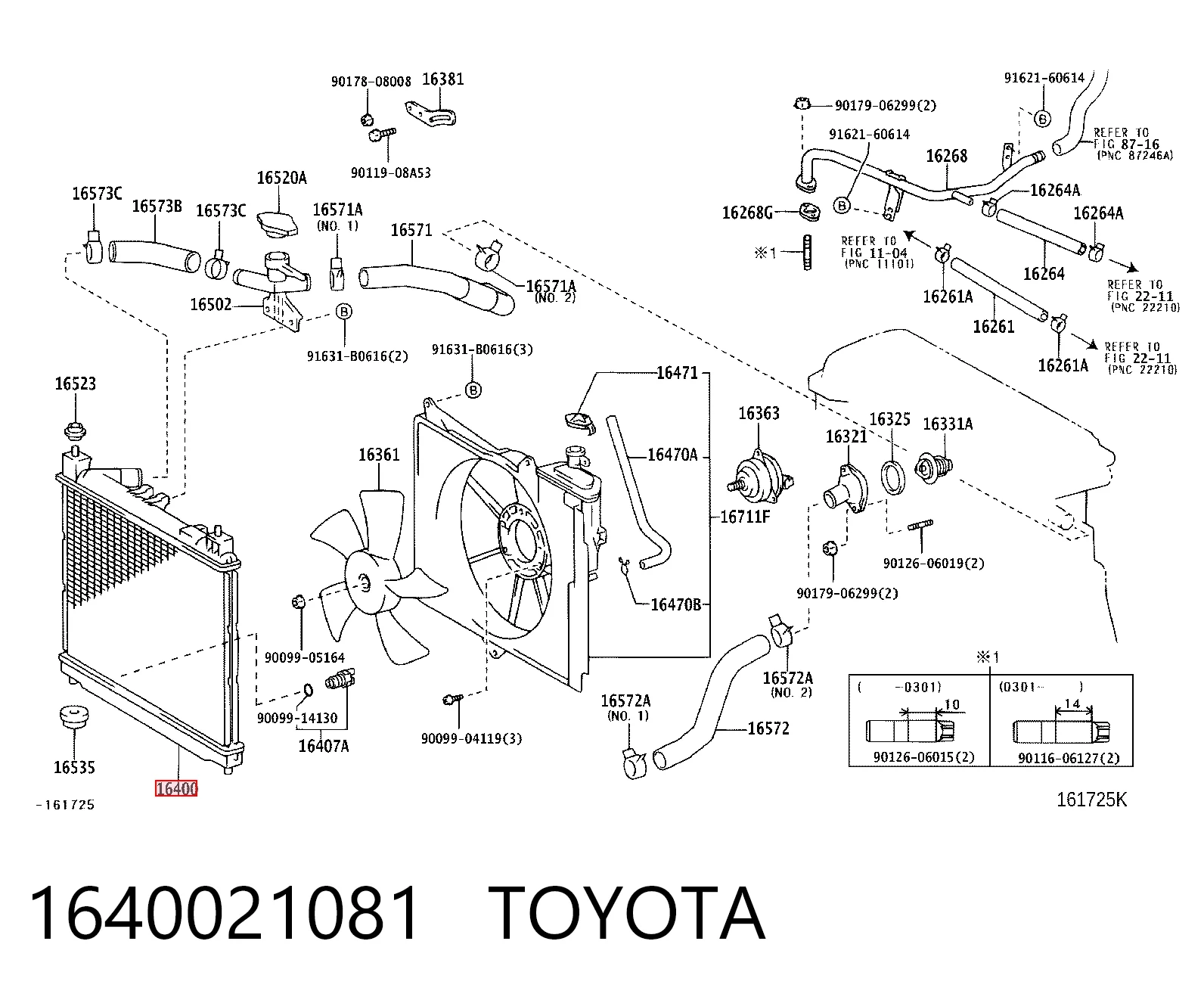  Radiador de esfriamento de motor Toyota Yaris VERSO monovolume (NCP2) (1999 - 2005) VERSO