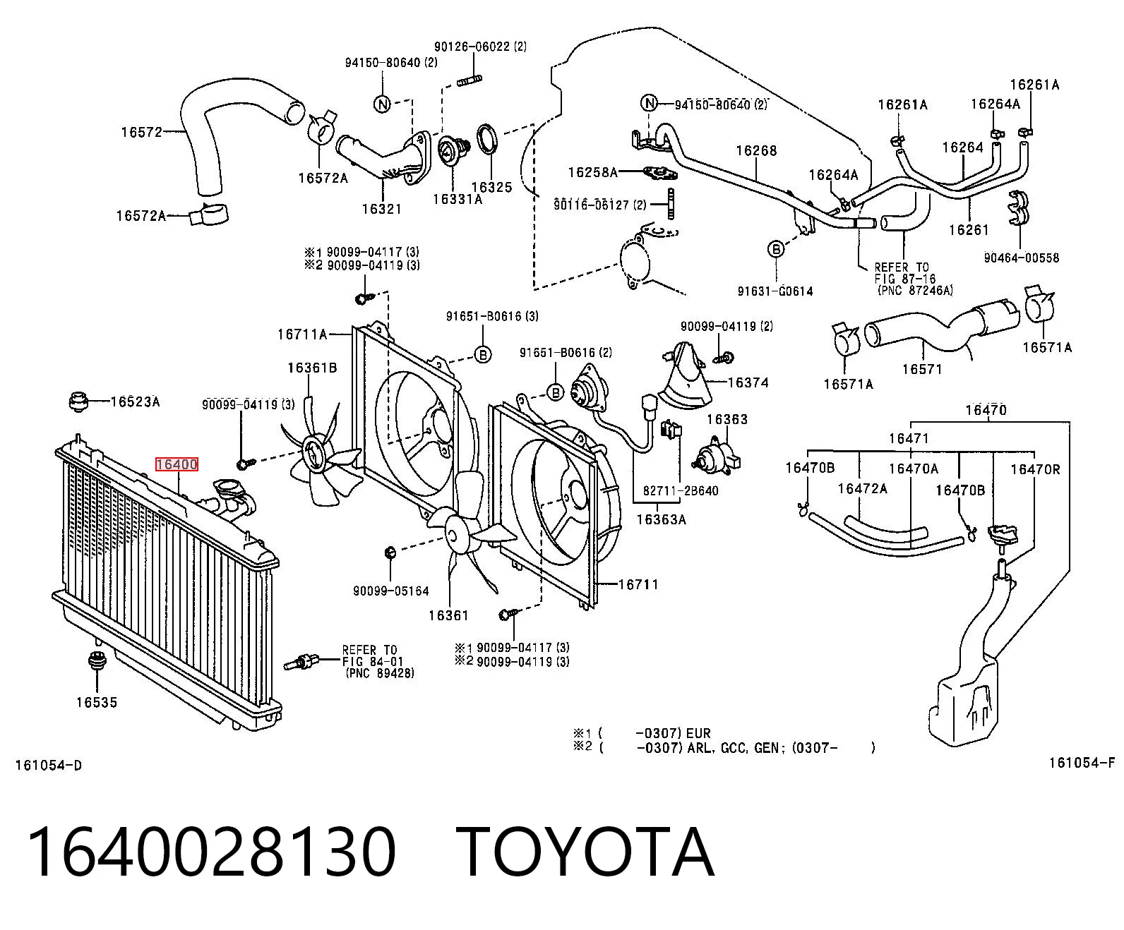 Radiador de esfriamento de motor para Toyota RAV4 II XA2