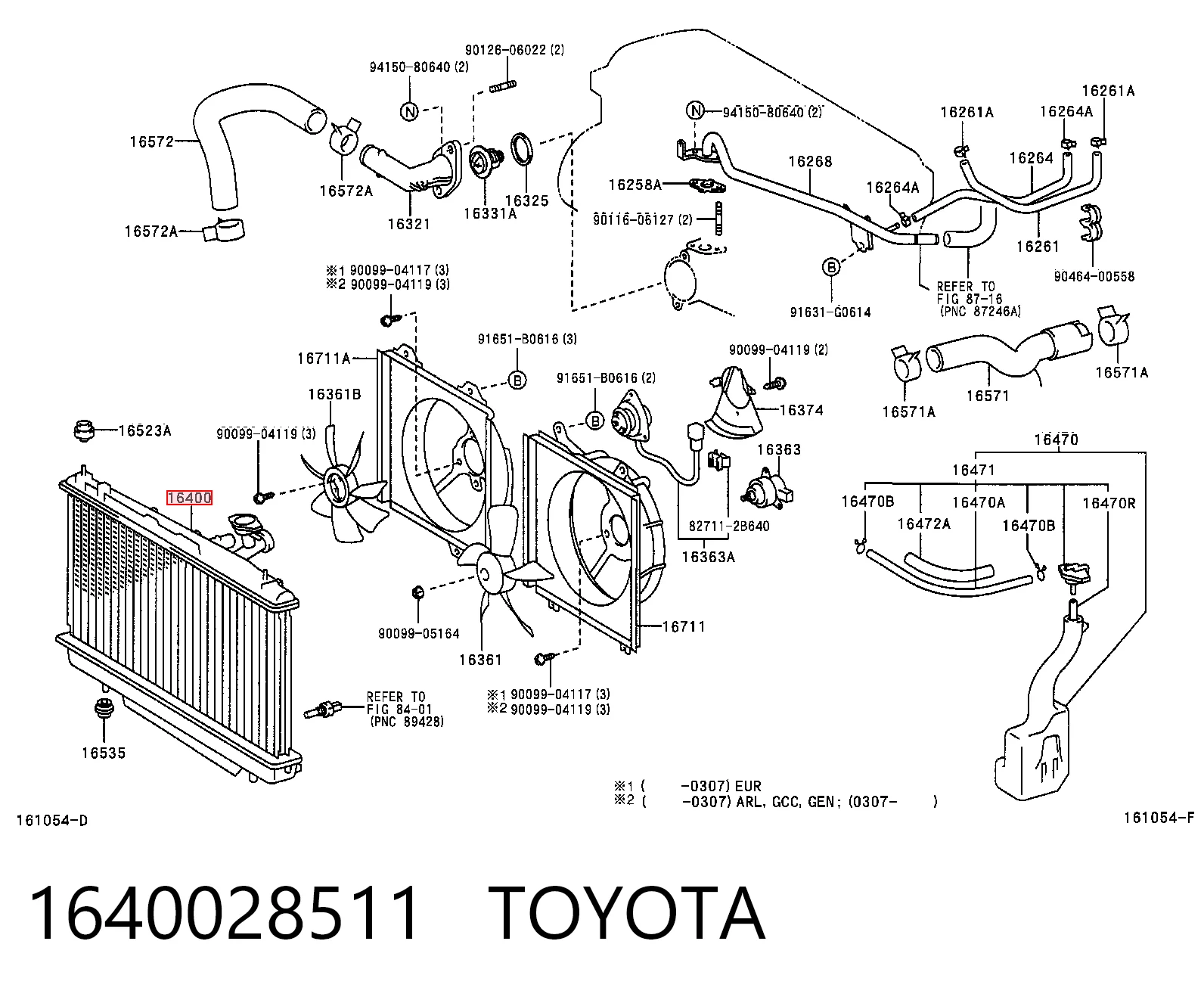 1640028511 Toyota Radiador de esfriamento de motor