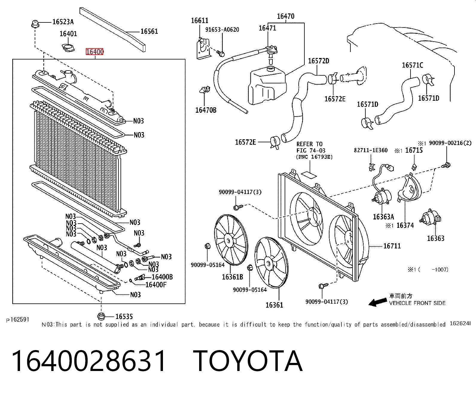 1640028631 Toyota Radiador de esfriamento de motor