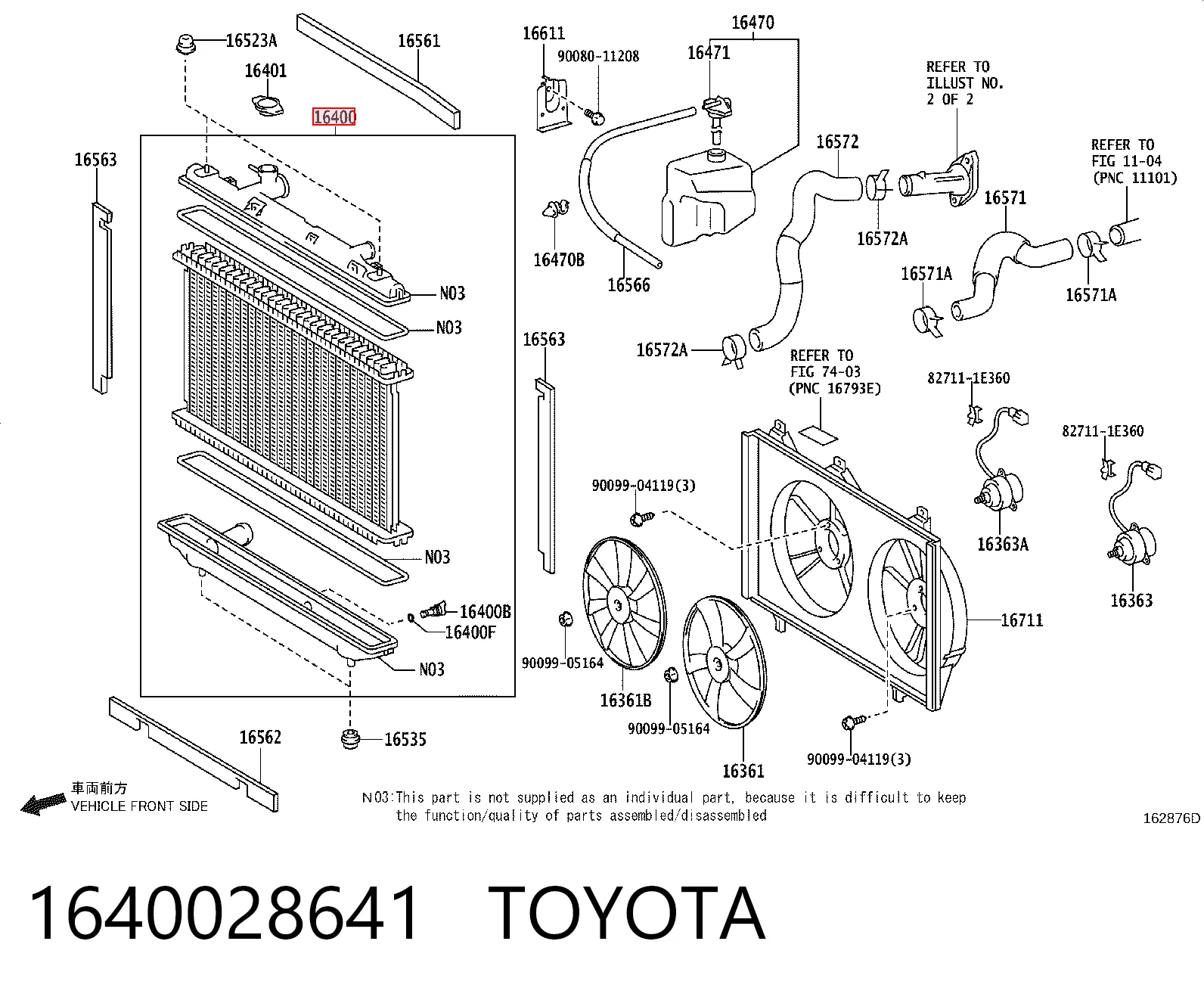 1640028641 Toyota Radiador de esfriamento de motor