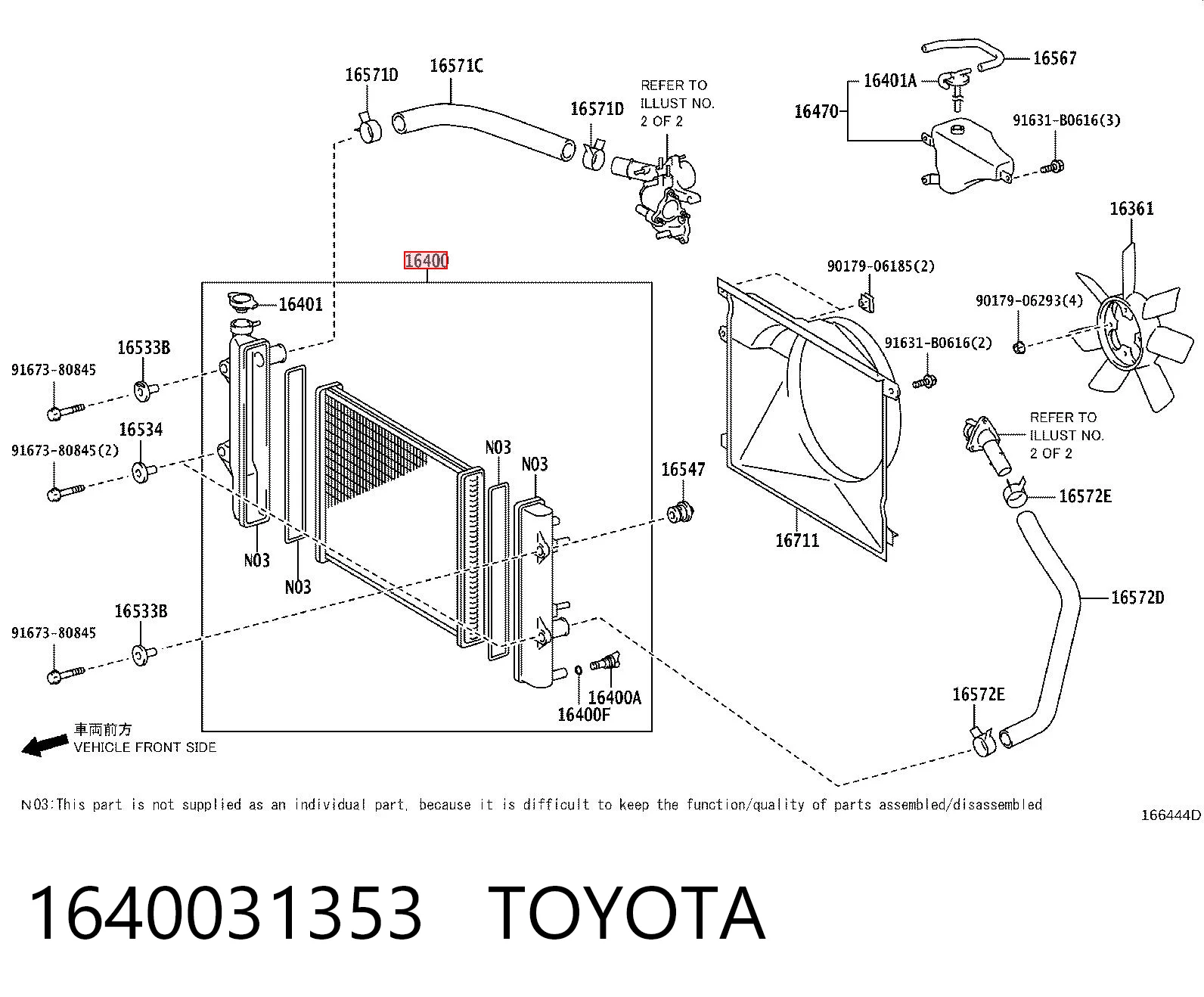 1640031353 Toyota Radiador de esfriamento de motor