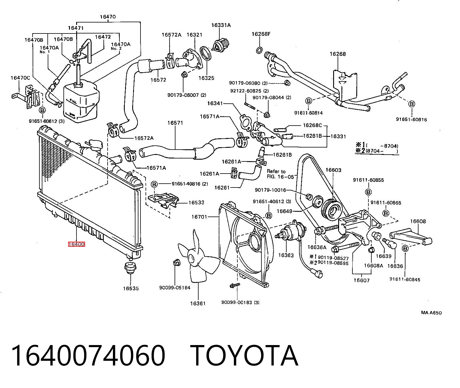 Radiador de esfriamento de motor para Toyota Celica  T16