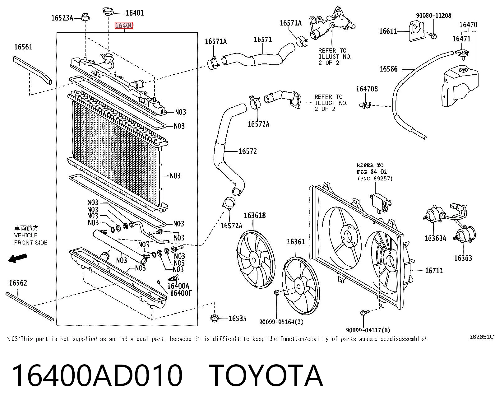 16400AD010 Toyota Radiador de esfriamento de motor