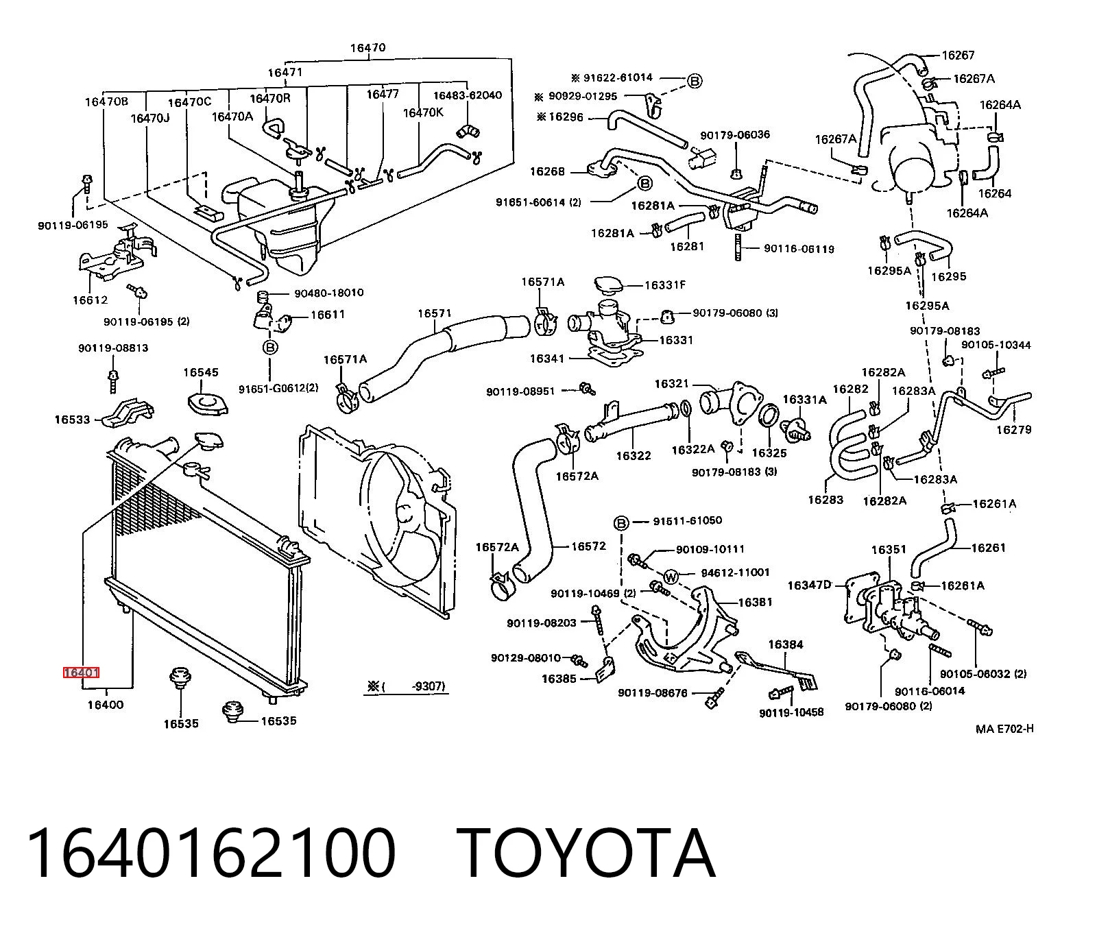 1640162100 Toyota Tampa (tampão) do radiador