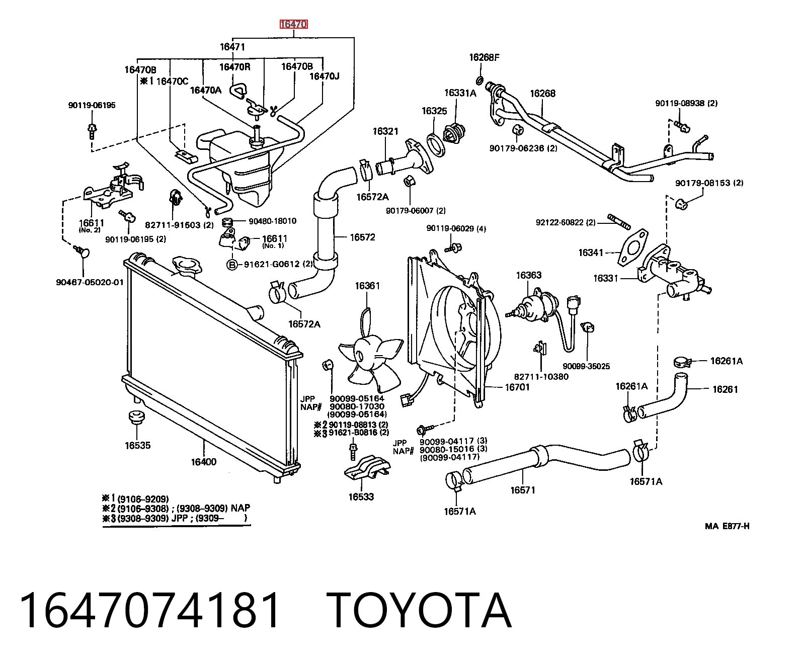 Tanque de expansão do sistema de esfriamento para Toyota Camry III V10