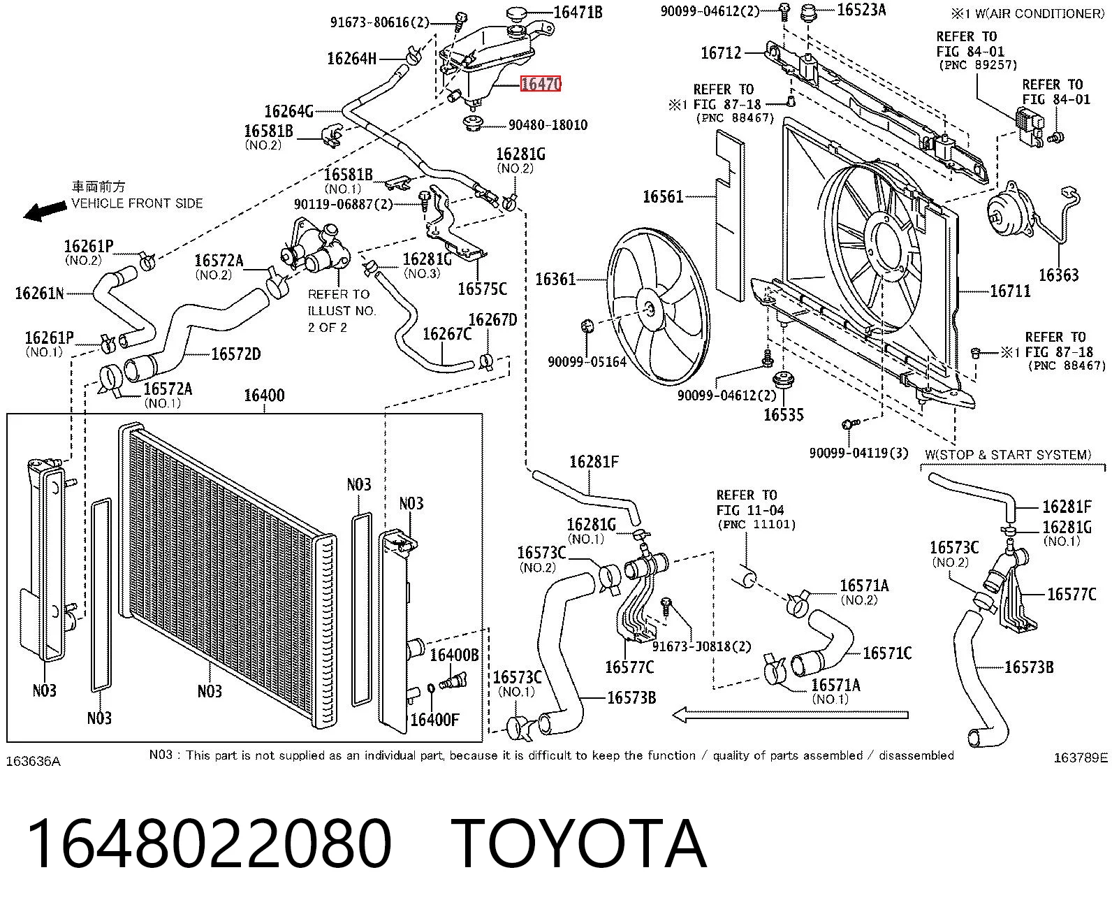 1648022080 Toyota Tanque de expansão do sistema de esfriamento
