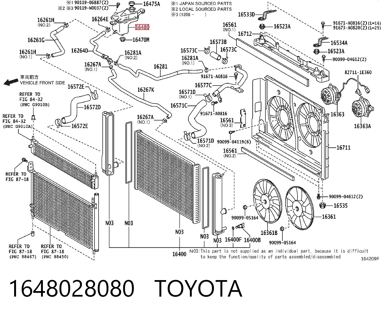 1648028080 Toyota Tanque de expansão do sistema de esfriamento