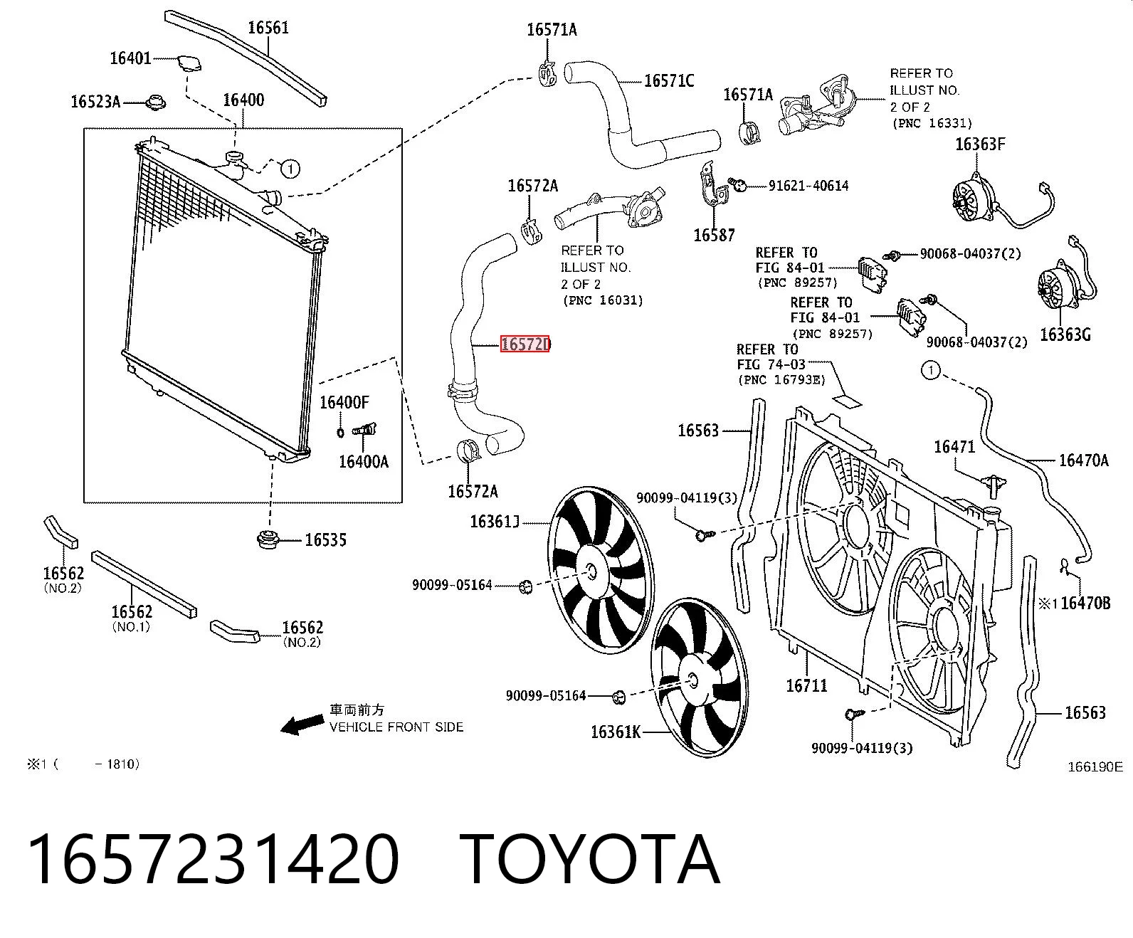 1657231420 Toyota Mangueira (cano derivado) inferior do radiador de esfriamento