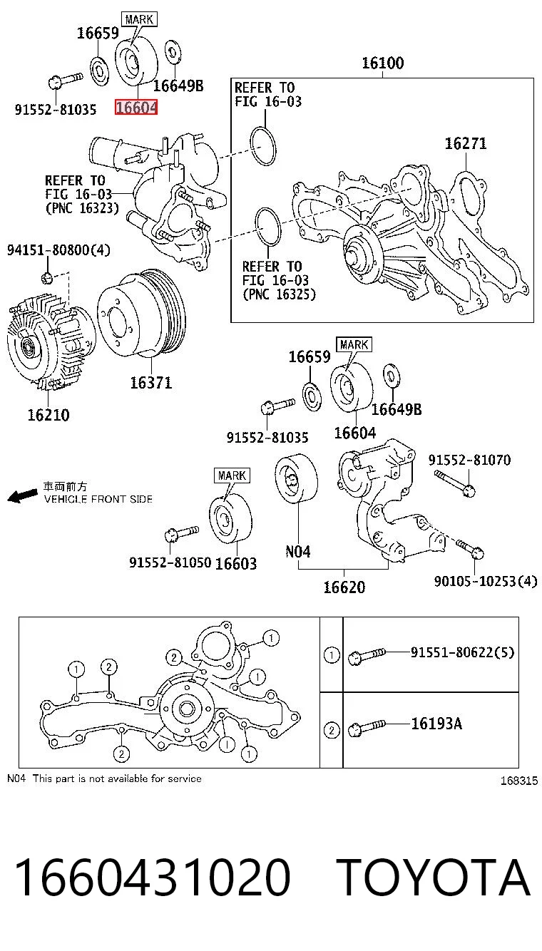 1660431020 Toyota Rolo parasita da correia de transmissão