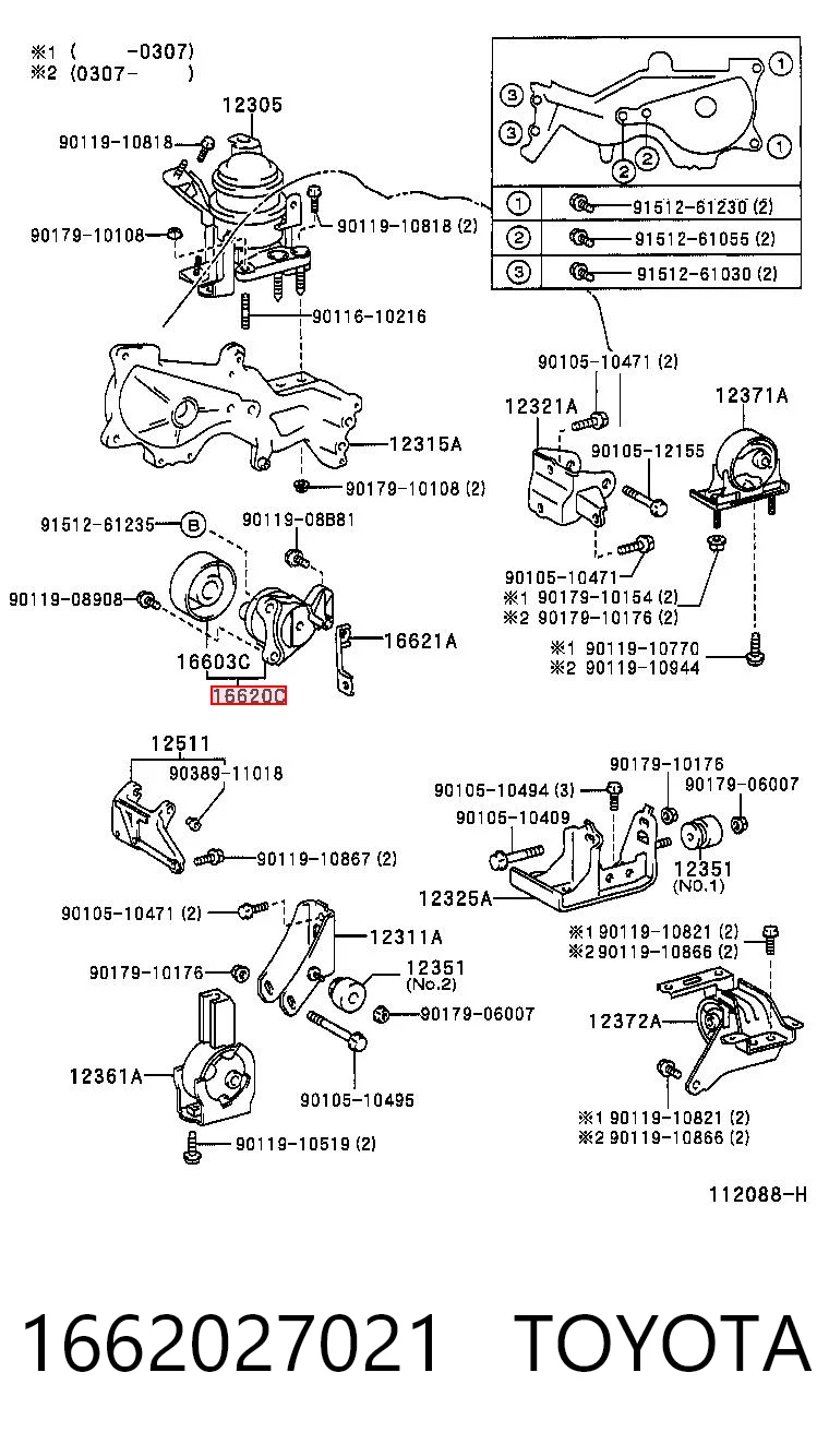 1662027021 Toyota Reguladora de tensão da correia de transmissão