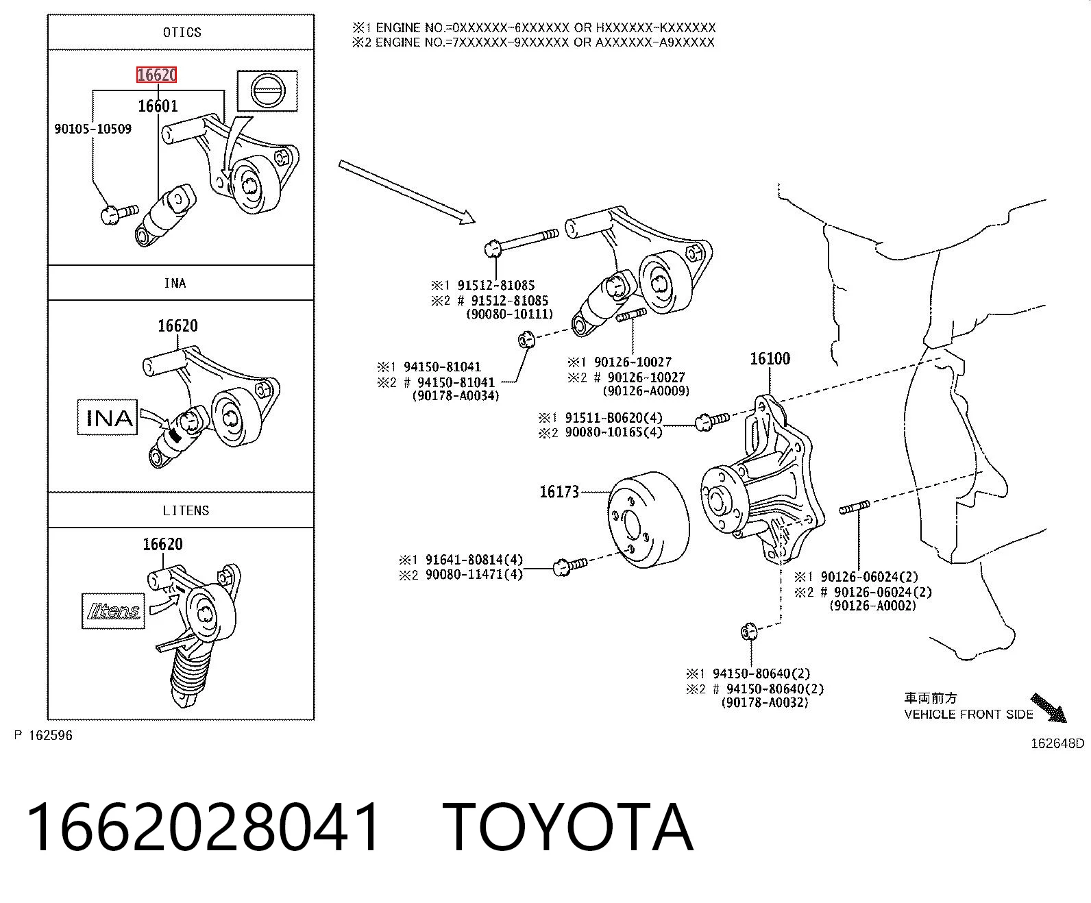 1662028041 Toyota Reguladora de tensão da correia de transmissão