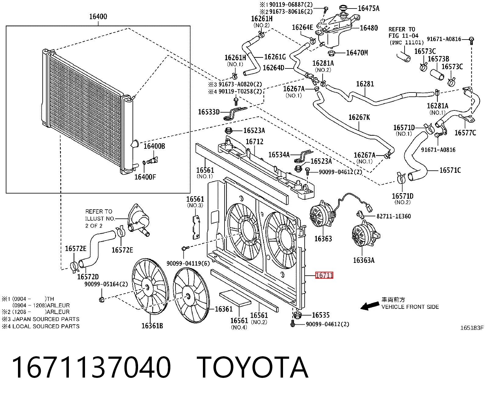 1671137040 Toyota Difusor do radiador de esfriamento