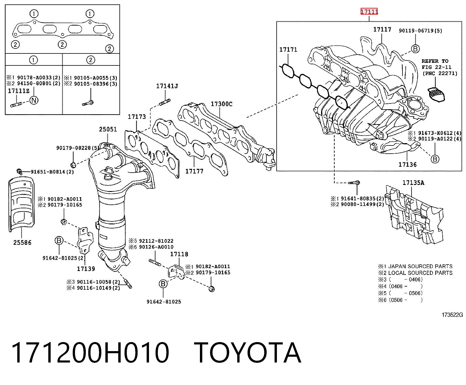171200H010 Toyota Tubo coletor de admissão