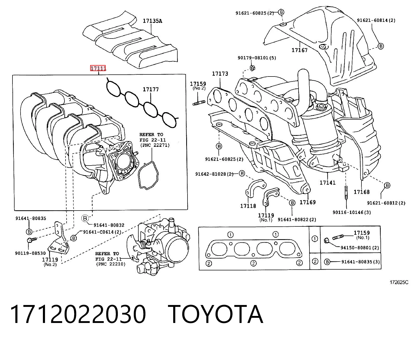 1712022030 Toyota Tubo coletor de admissão