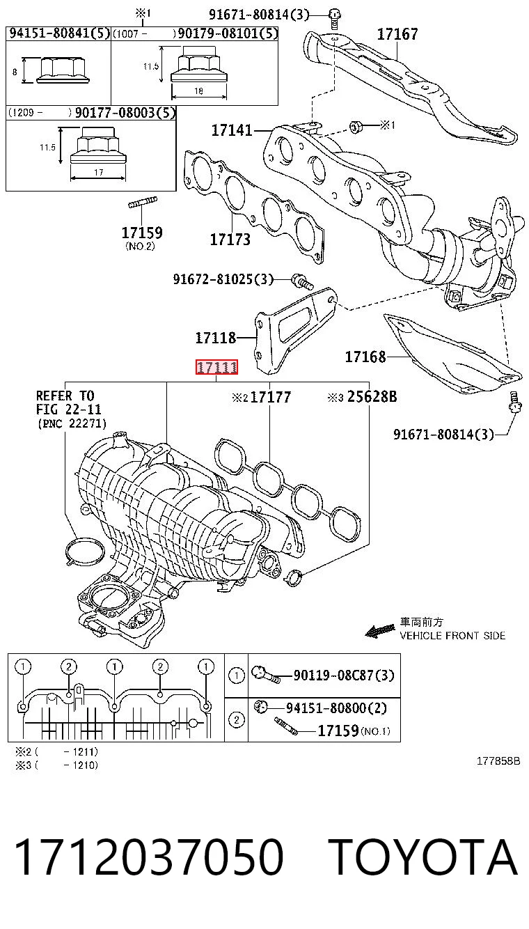 1712037050 Toyota Tubo coletor de admissão