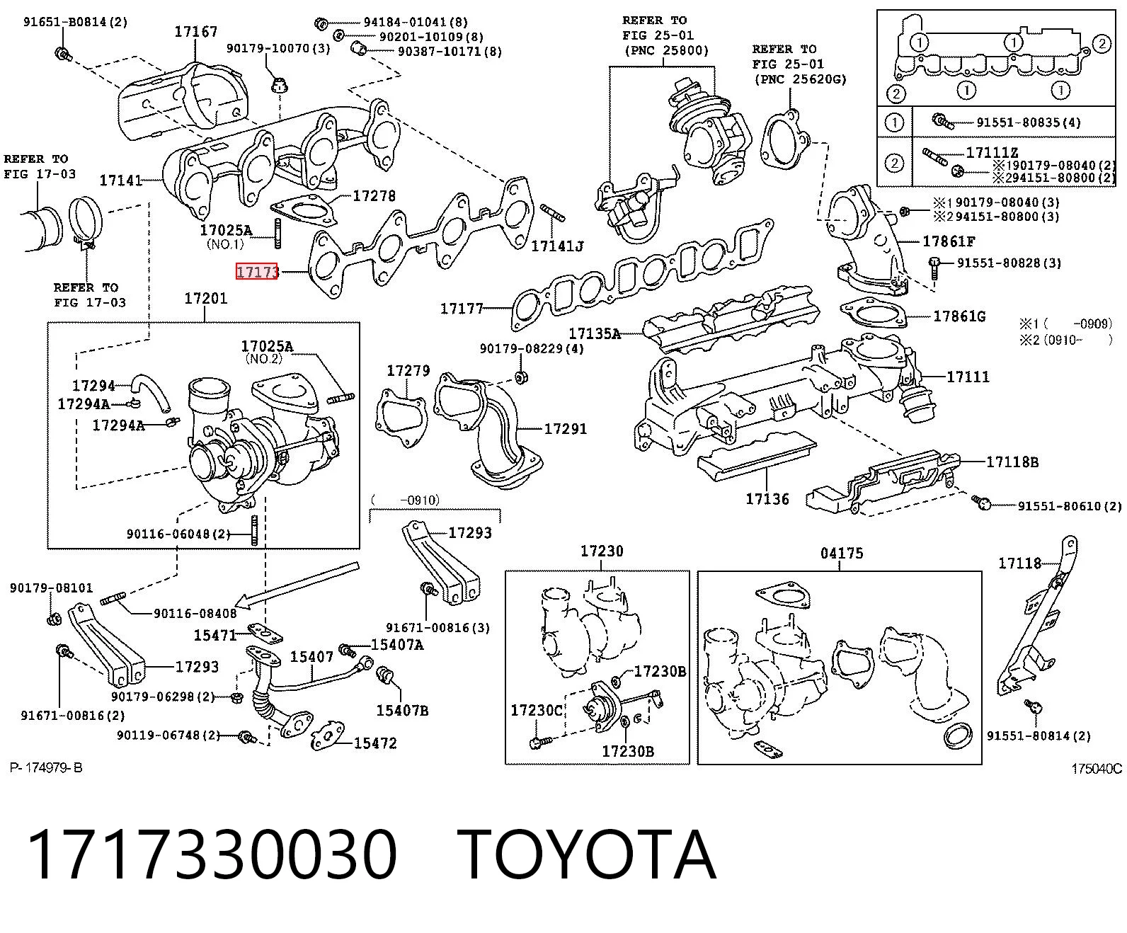 Vedante de tubo coletor de escape para Toyota Hilux  KUN25