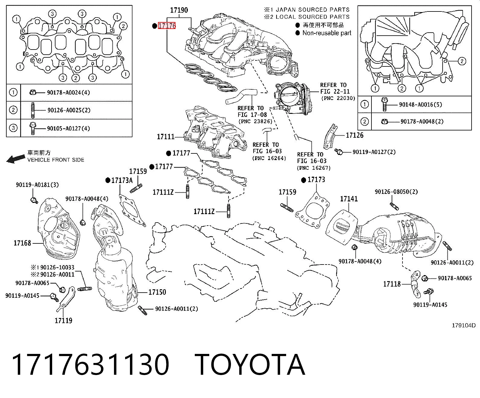 1717631130 Toyota Vedante superior de tubo coletor de admissão