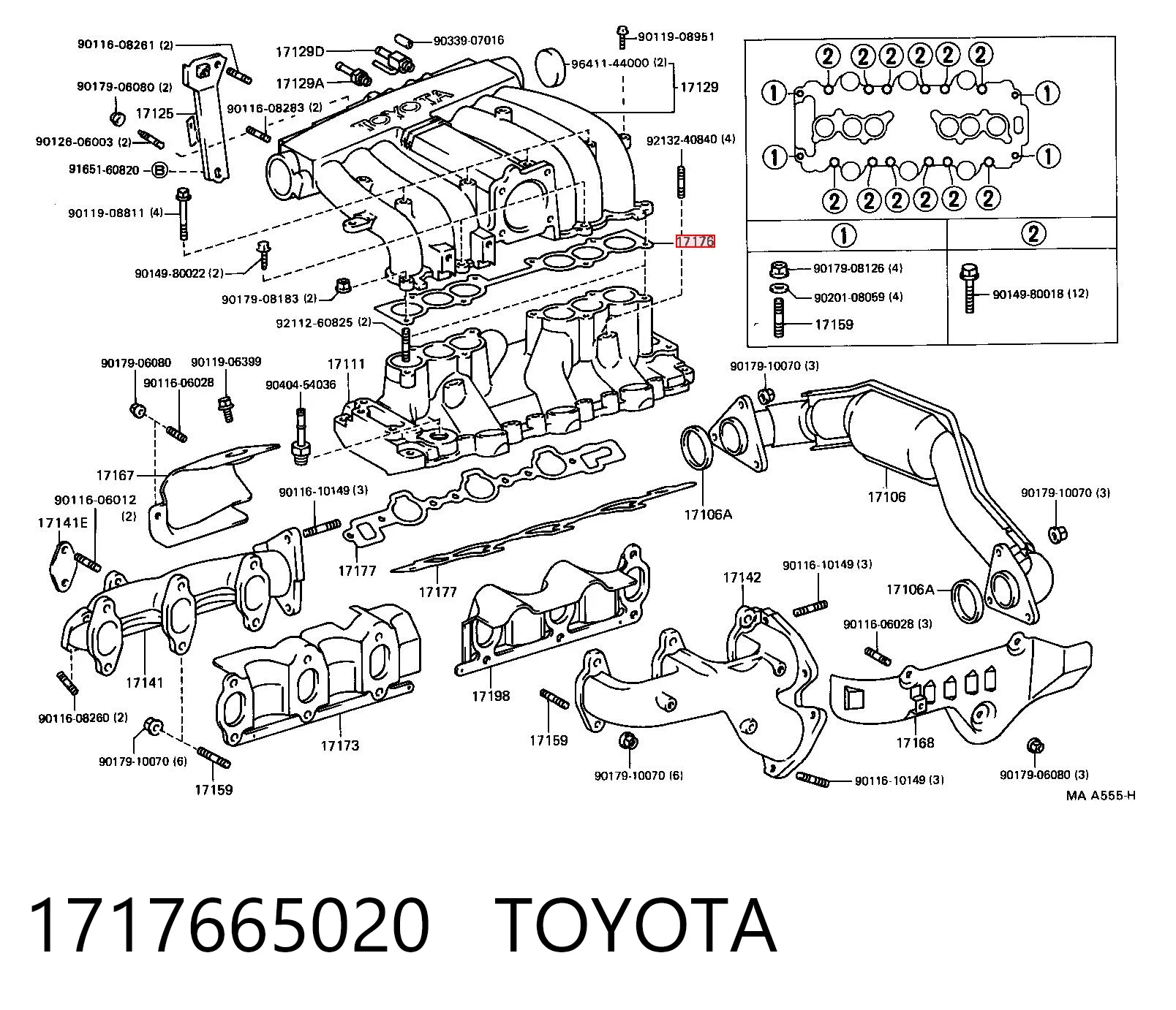 Vedante superior de tubo coletor de admissão para Toyota 4 Runner  N130