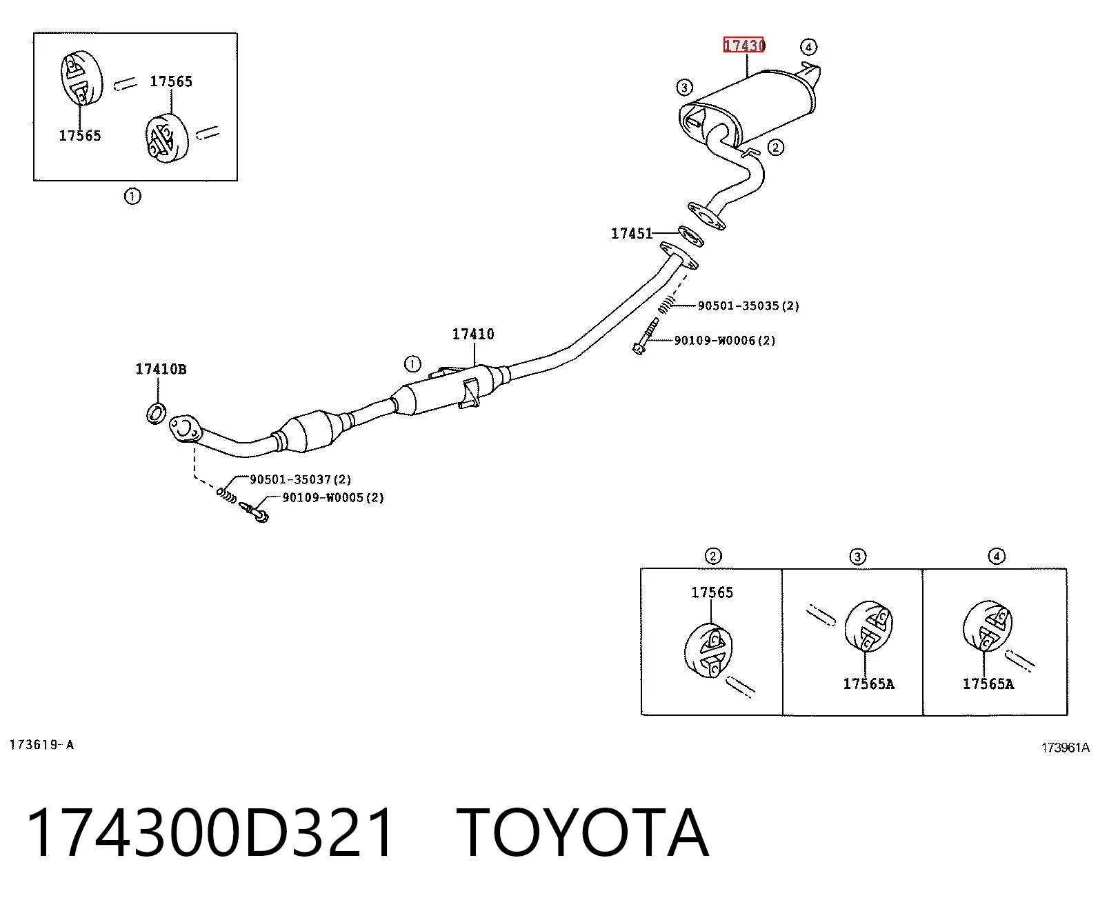 Silenciador, parte traseira Toyota Corolla  R10 ao melhor preço