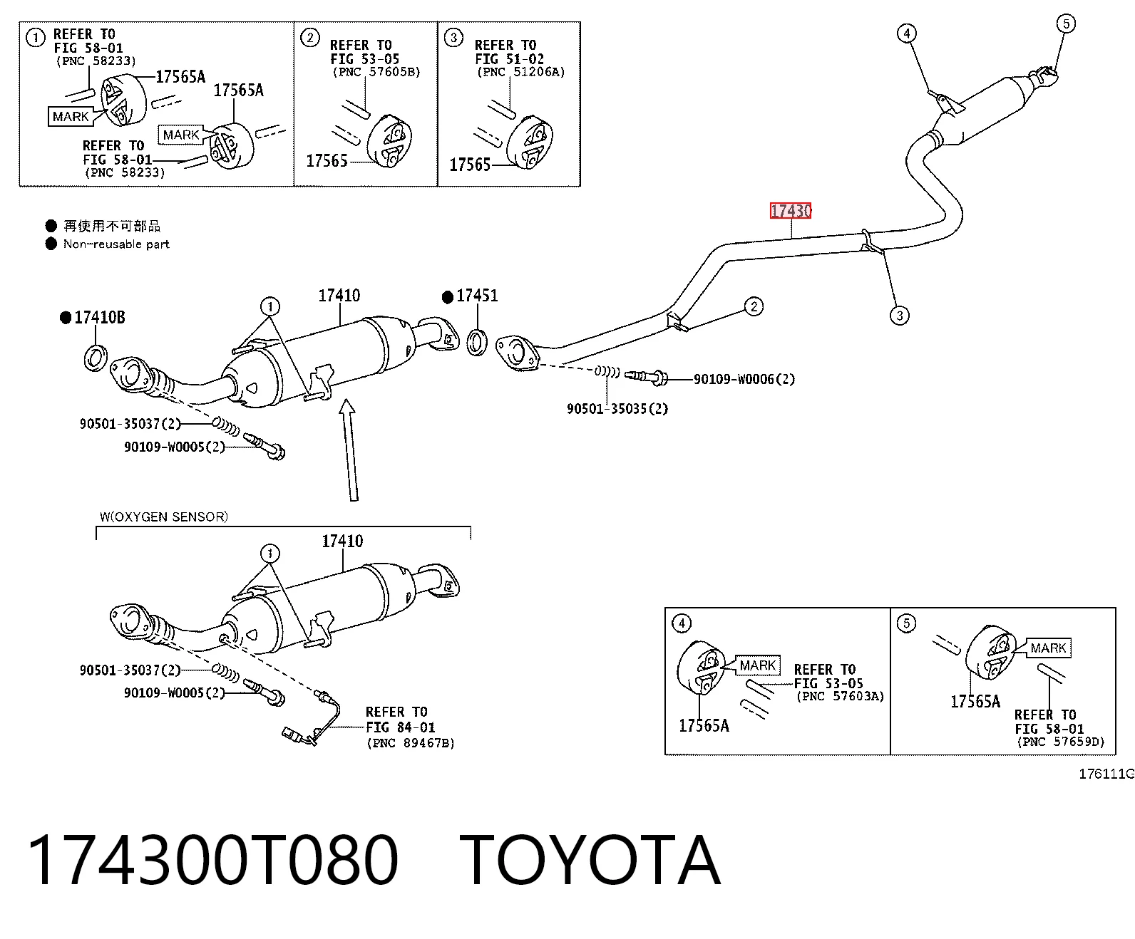 174300T080 Toyota Silenciador, parte traseira