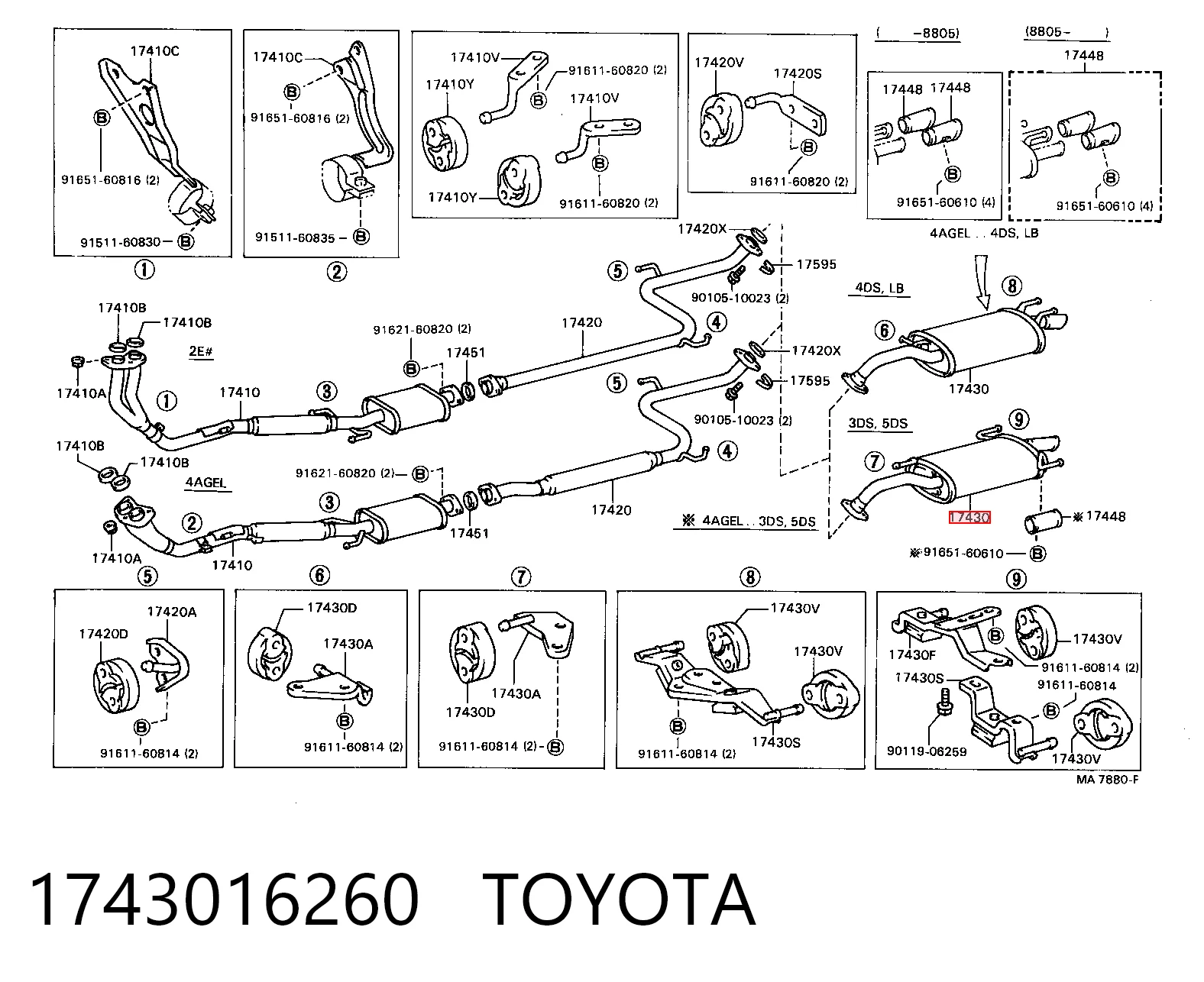  Silenciador, parte traseira Toyota Corolla liftback (E8) (1983 - 1988) 