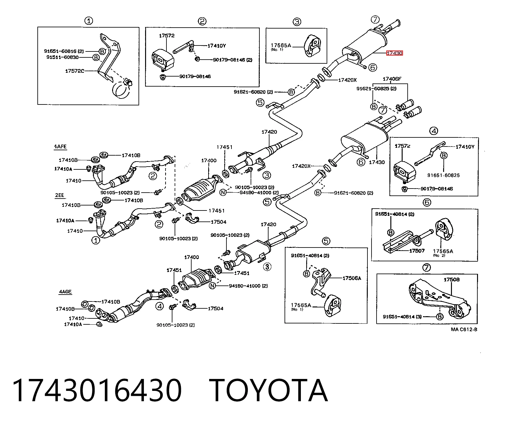  Silenciador, parte traseira Toyota Corolla liftback (E9) (1987 - 1992) 