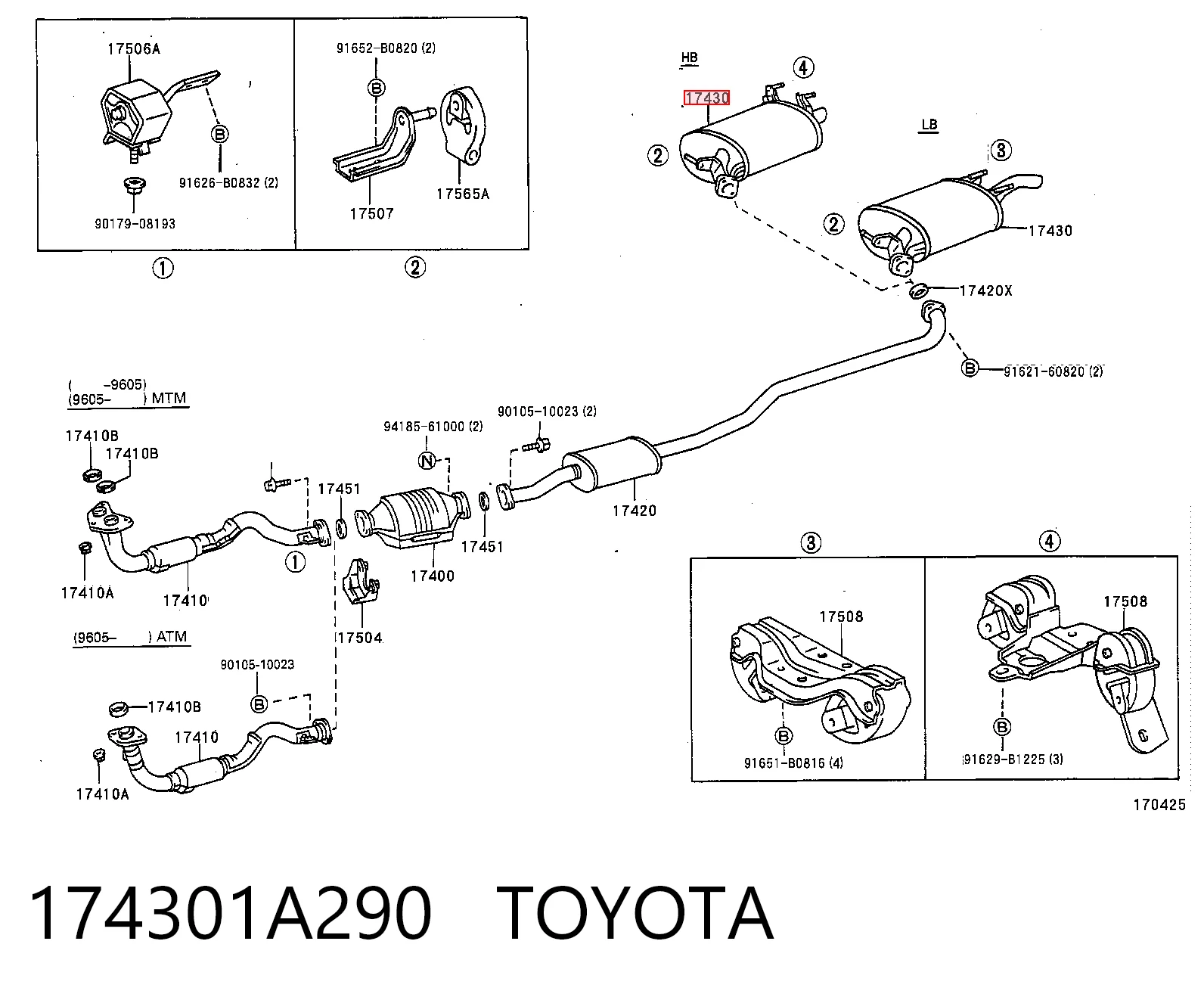 Silenciador, parte traseira Toyota Corolla  