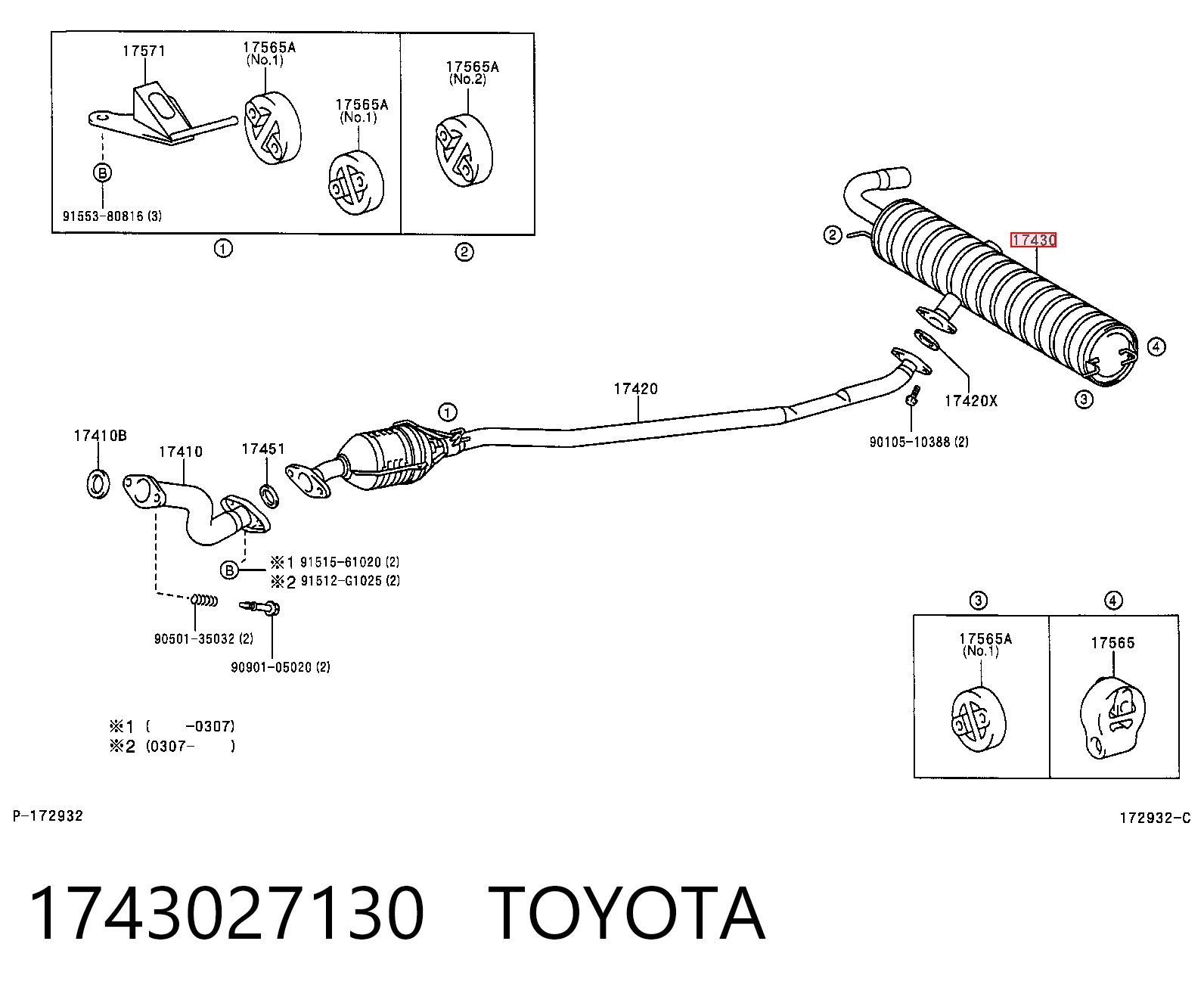 Silenciador, parte traseira Toyota RAV4 II XA2
