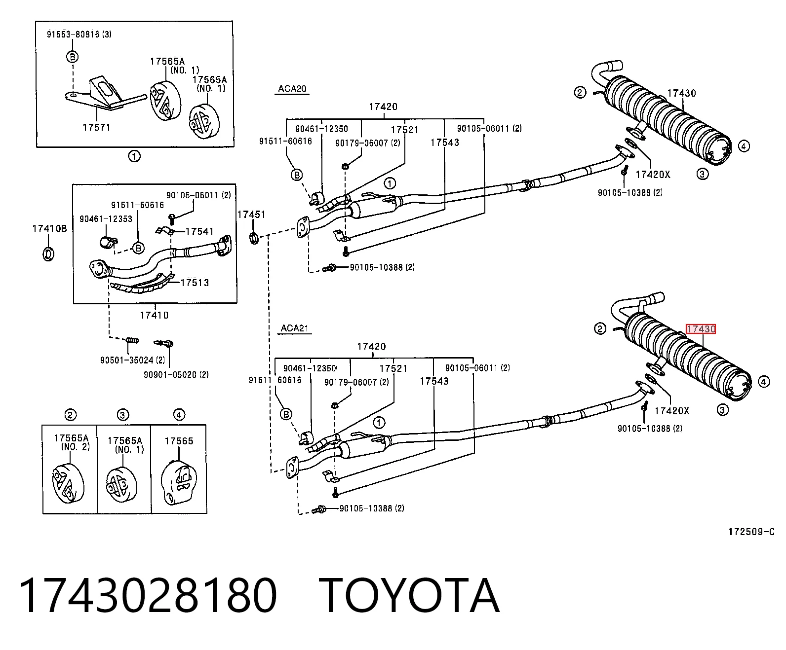  Silenciador, parte traseira Toyota RAV4 II SUV (XA2) (2000 - 2005) II