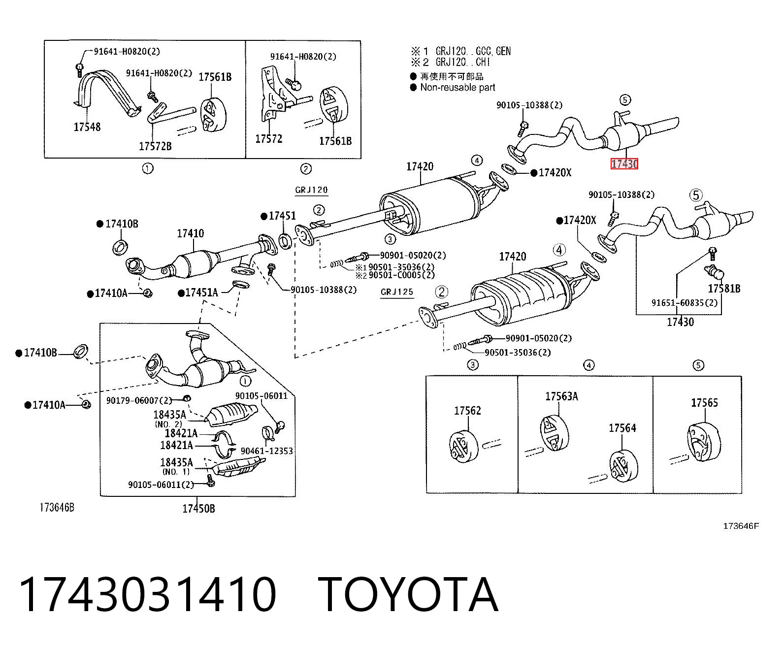 1743031410 Toyota Silenciador, parte traseira