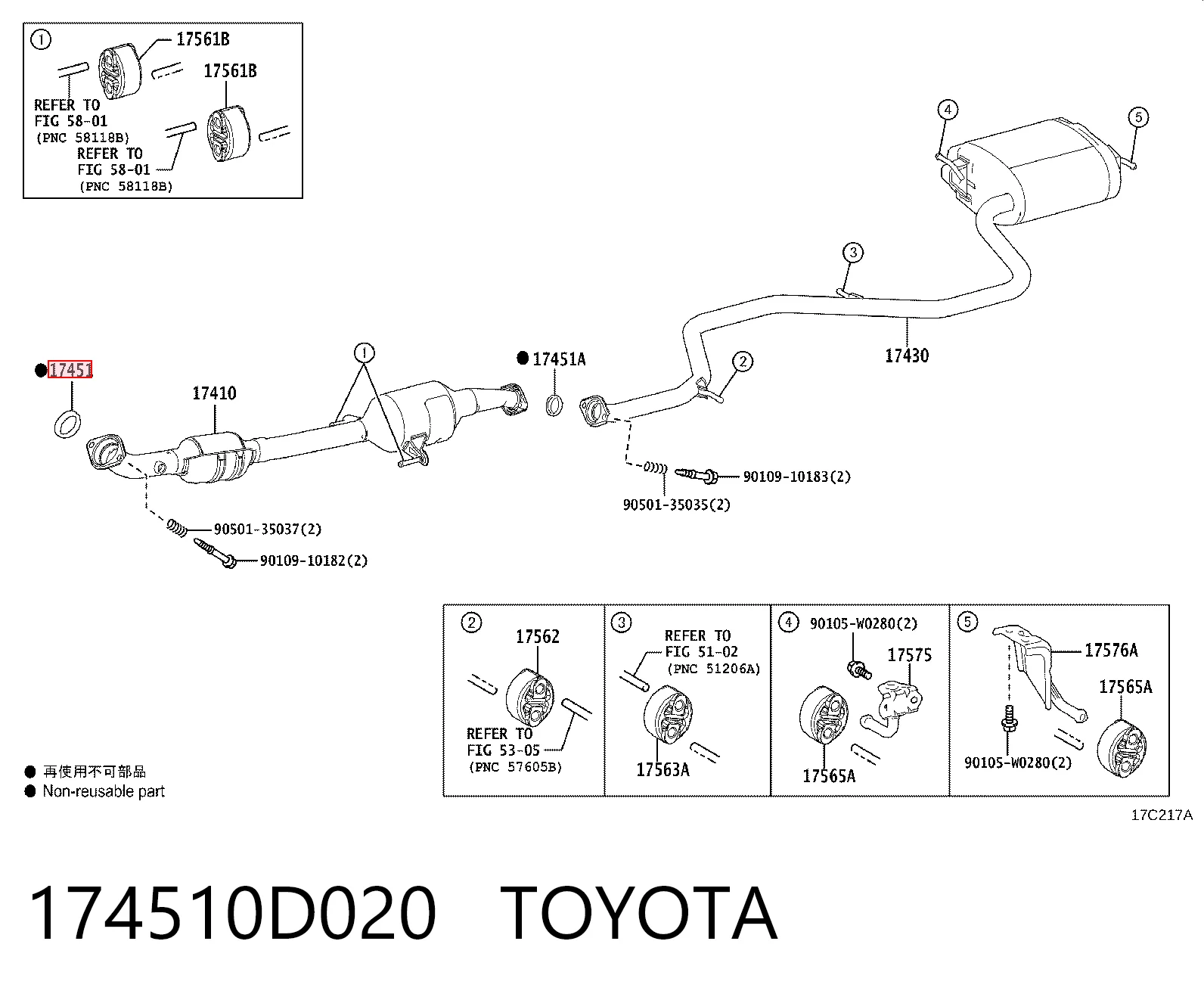 Anel de tubo de admissão do silenciador Toyota 174510D020 preço, a partir de 24,51 USD