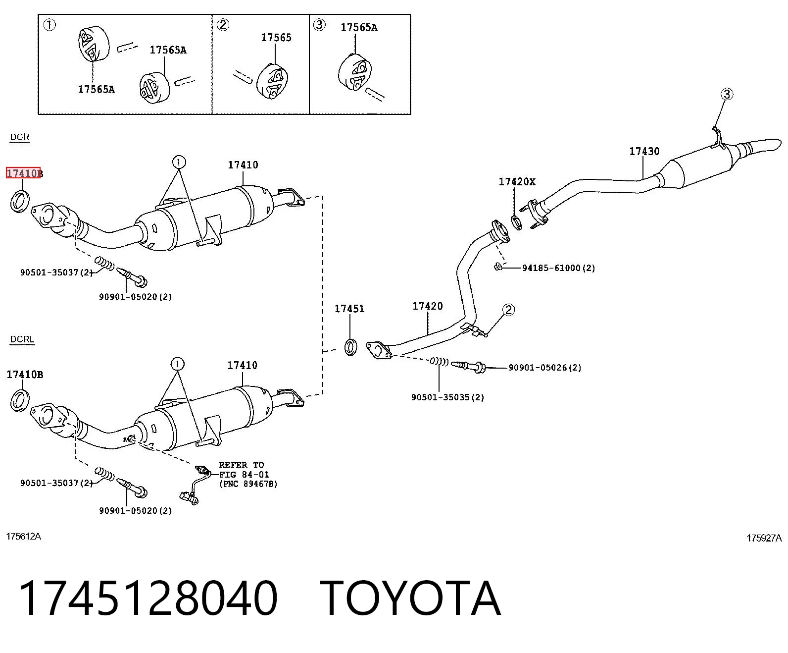 1745128040 Toyota Anel de tubo de admissão do silenciador