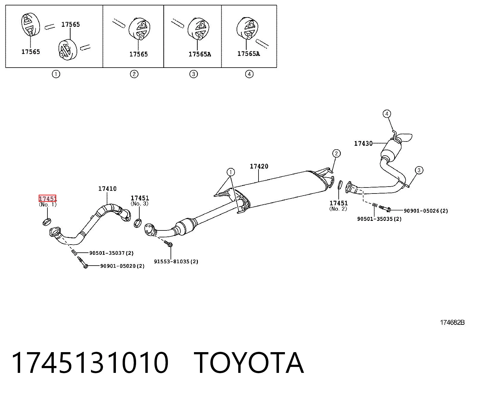 1745131010 Toyota Vedante do silenciador de montagem