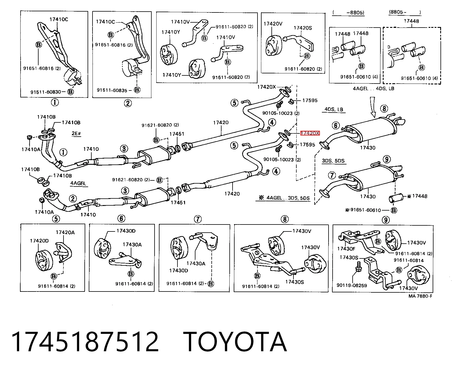 Vedante de tubo de admissão do silenciador Toyota Corolla FX E8B